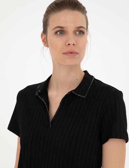 Siyah Slim Fit Triko Tişört - 50288292012