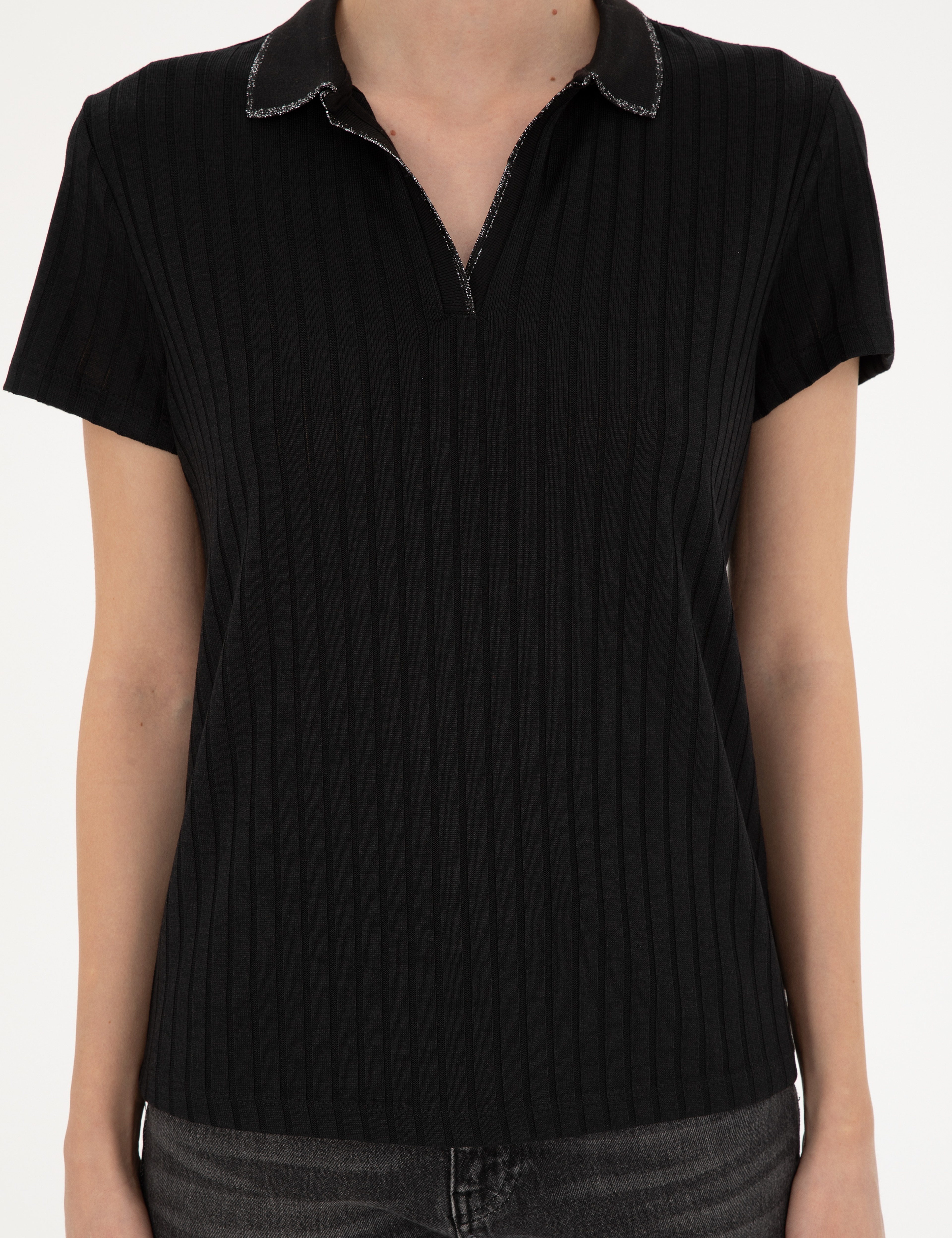 Siyah Slim Fit Triko Tişört - Image 6