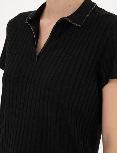 Siyah Slim Fit Triko Tişört - 50288292012