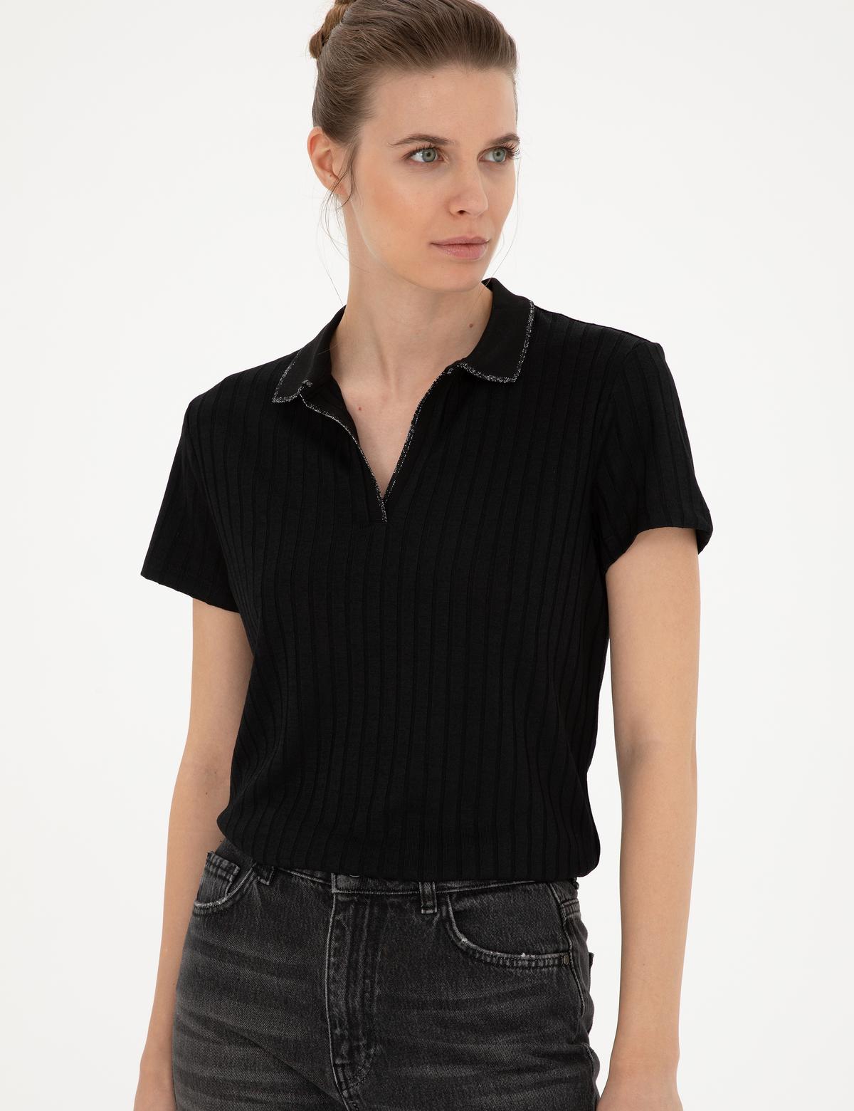 Siyah Slim Fit Triko Tişört - 50288292012