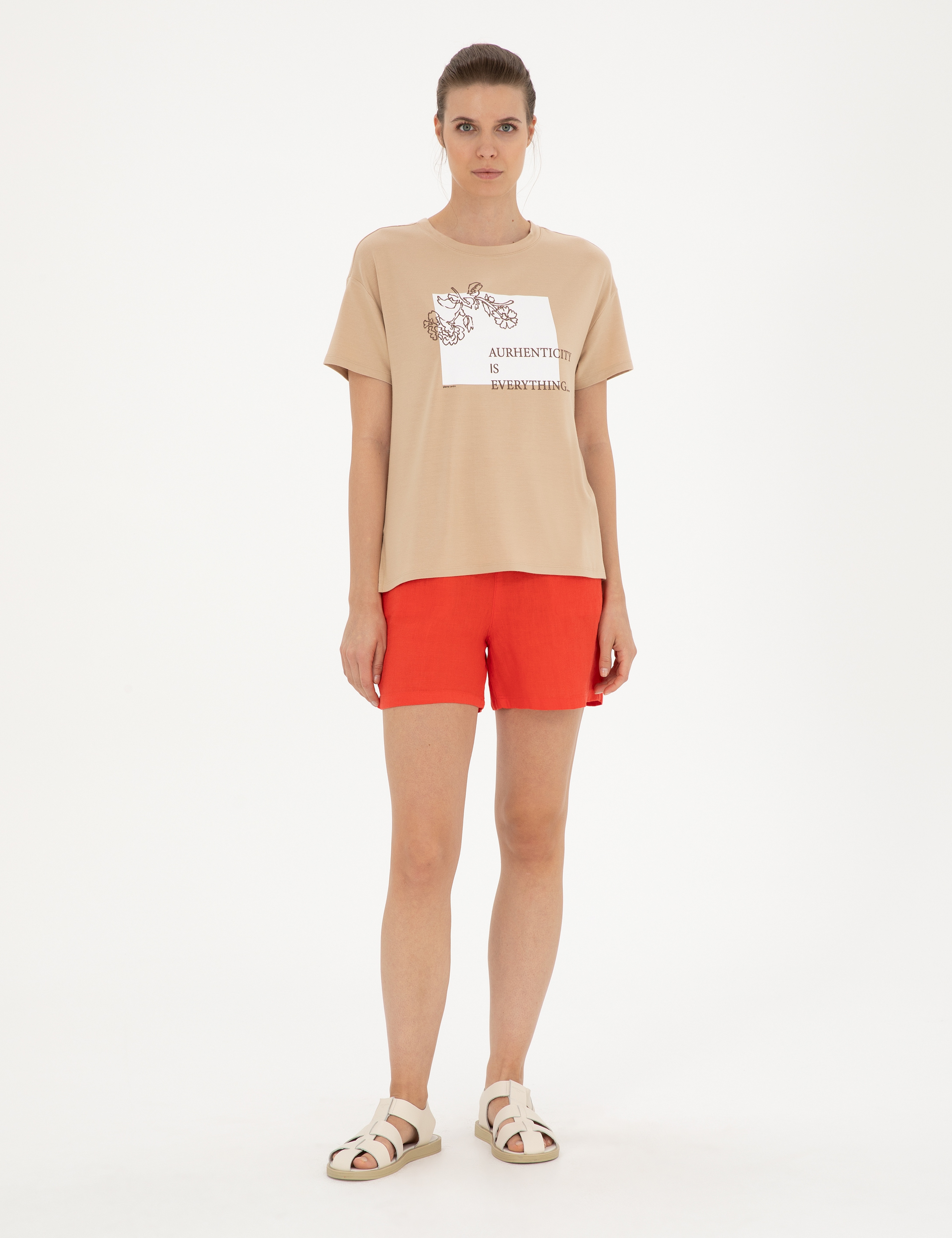 Bej Comfort Fit Tişört - Image 4