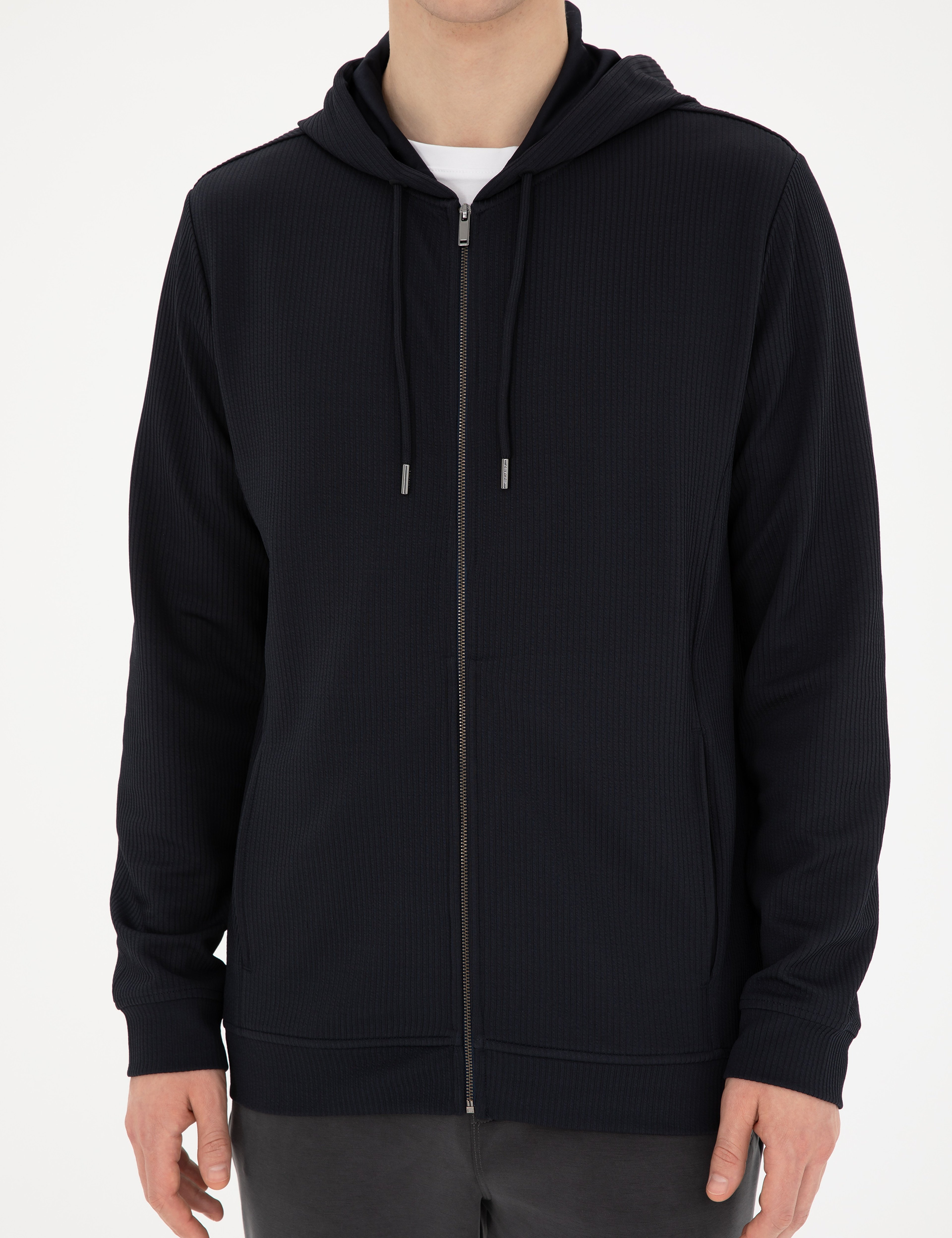 Lacivert Regular Fit Örme Hırka - Image 6