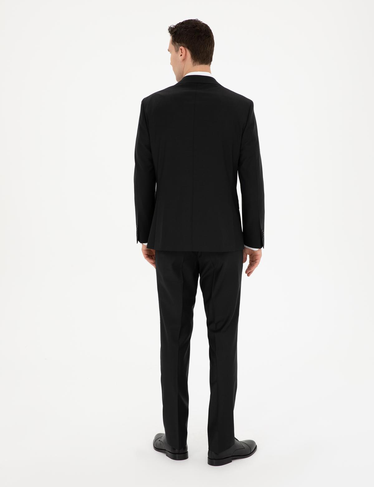 Siyah Slim Fit Yün Karışımlı Takım Elbise - 50272564026