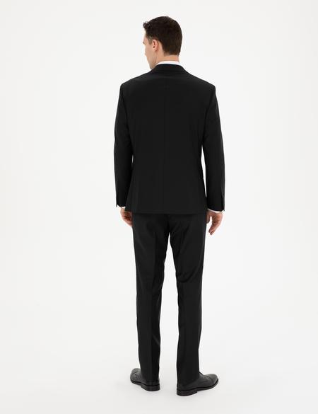 Siyah Slim Fit Yün Karışımlı Takım Elbise - 50272564026
