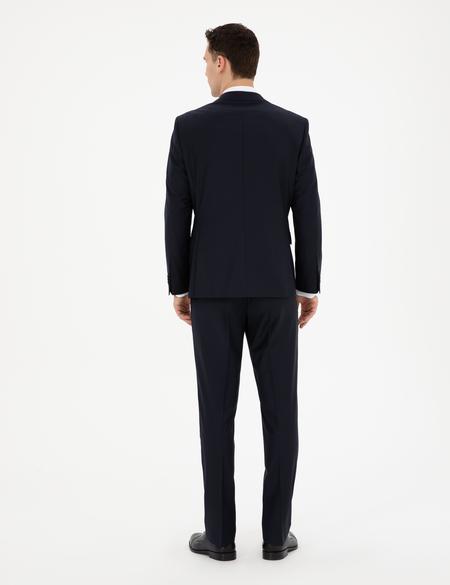 Lacivert Slim Fit Yün Karışımlı Takım Elbise - 50272564044