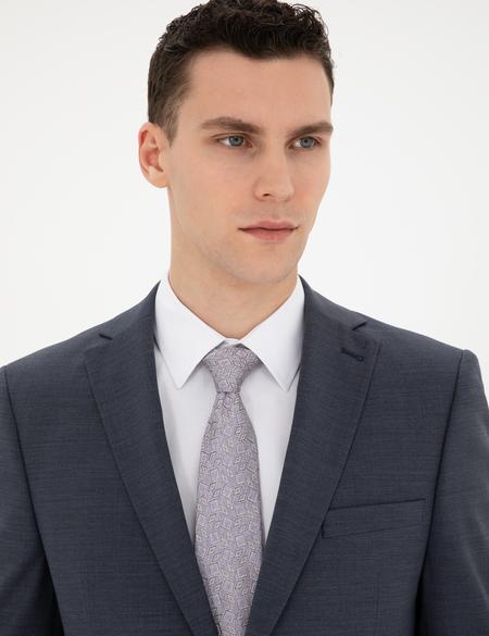 Koyu Mavi Slim Fit Yün Karışımlı Takım Elbise - 50272564077