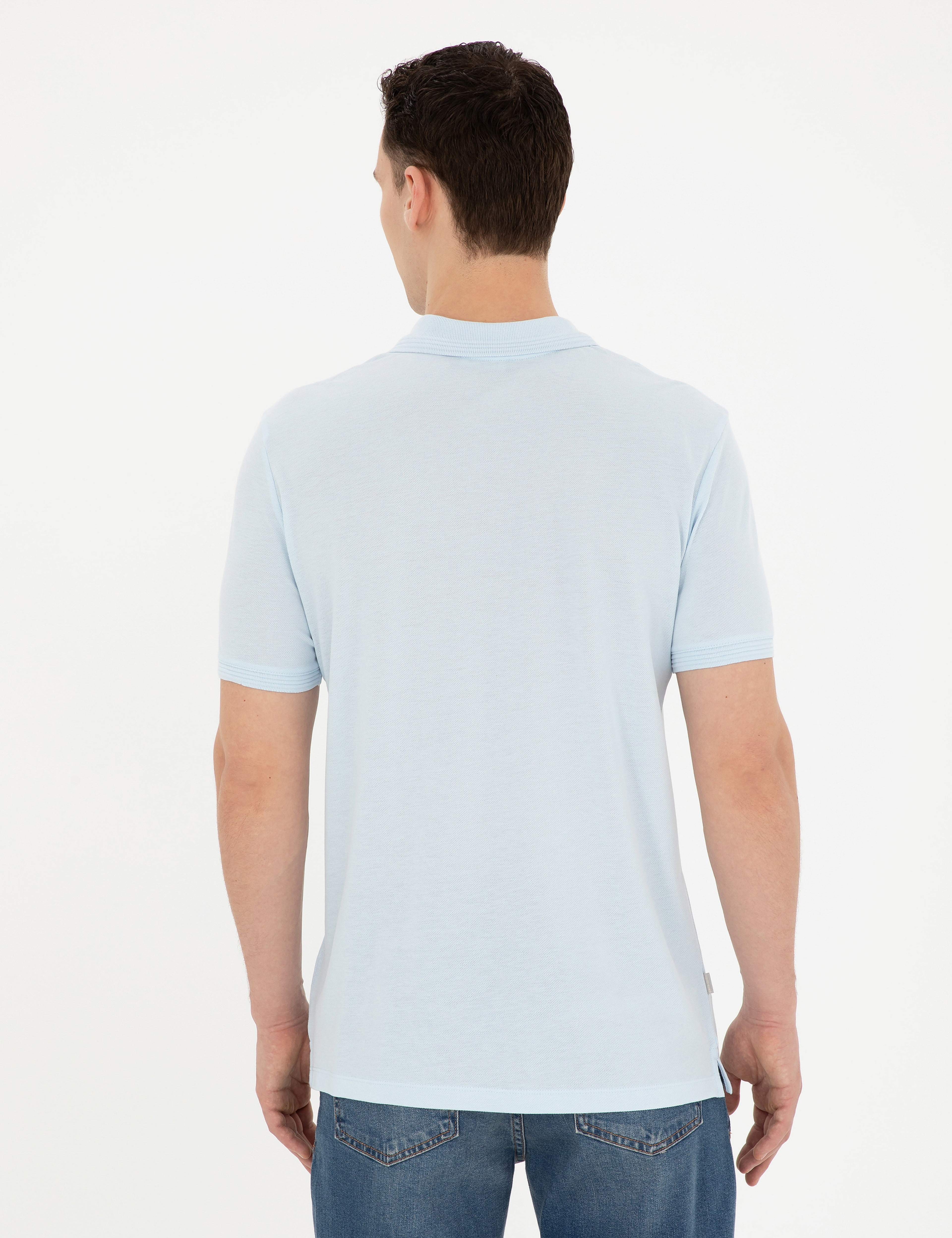 Açık Mavi Regular Fit %100 Pamuk Basic Tişört - Image 5