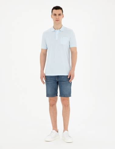 Açık Mavi Regular Fit %100 Pamuk Basic Tişört