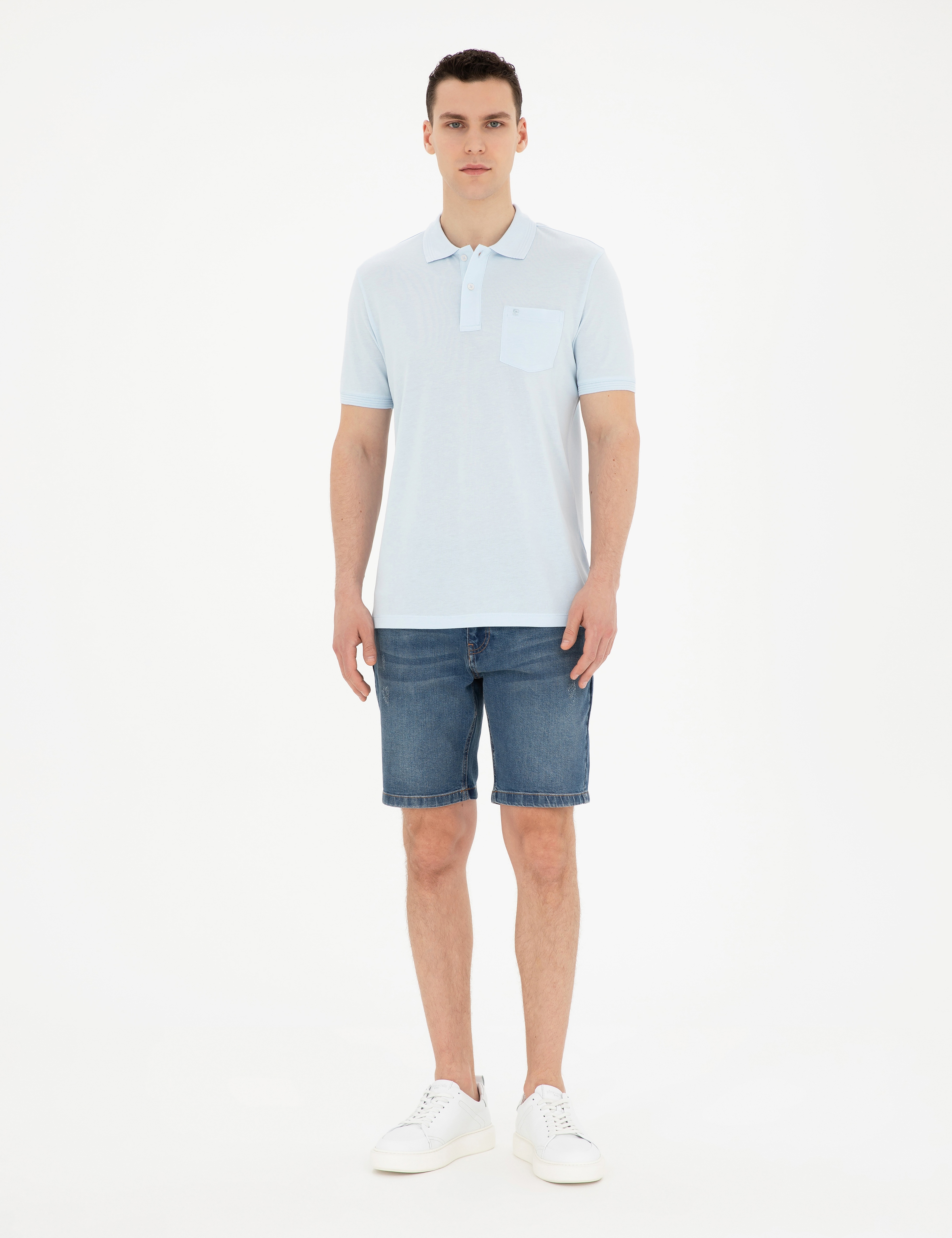 Açık Mavi Regular Fit %100 Pamuk Basic Tişört