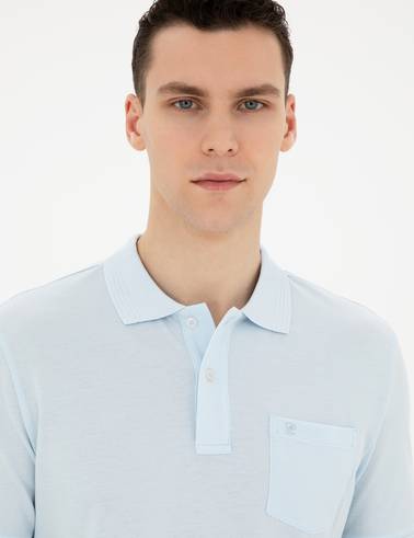 Açık Mavi Regular Fit %100 Pamuk Basic Tişört