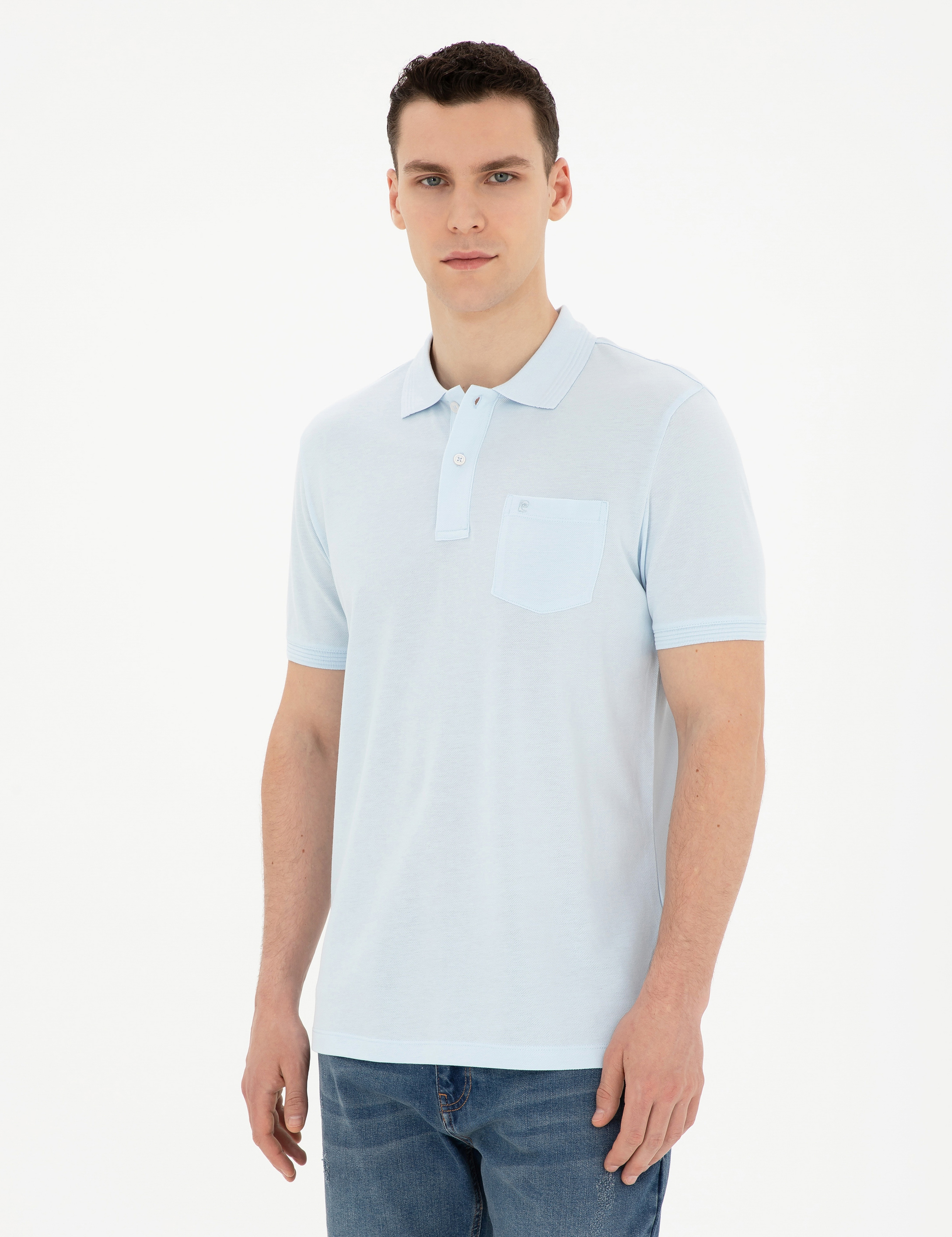 Açık Mavi Regular Fit %100 Pamuk Basic Tişört