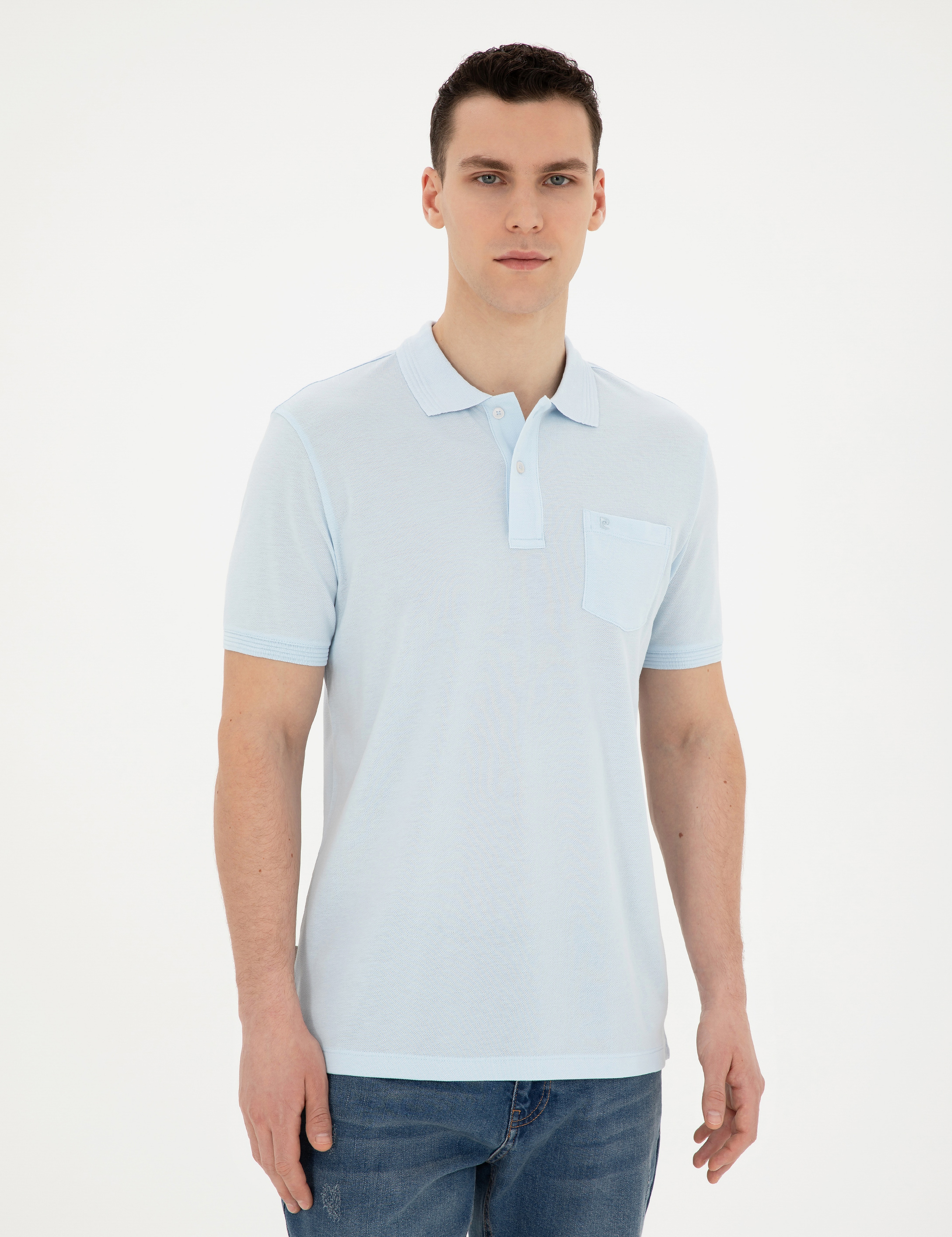 Açık Mavi Regular Fit %100 Pamuk Basic Tişört - Image 3
