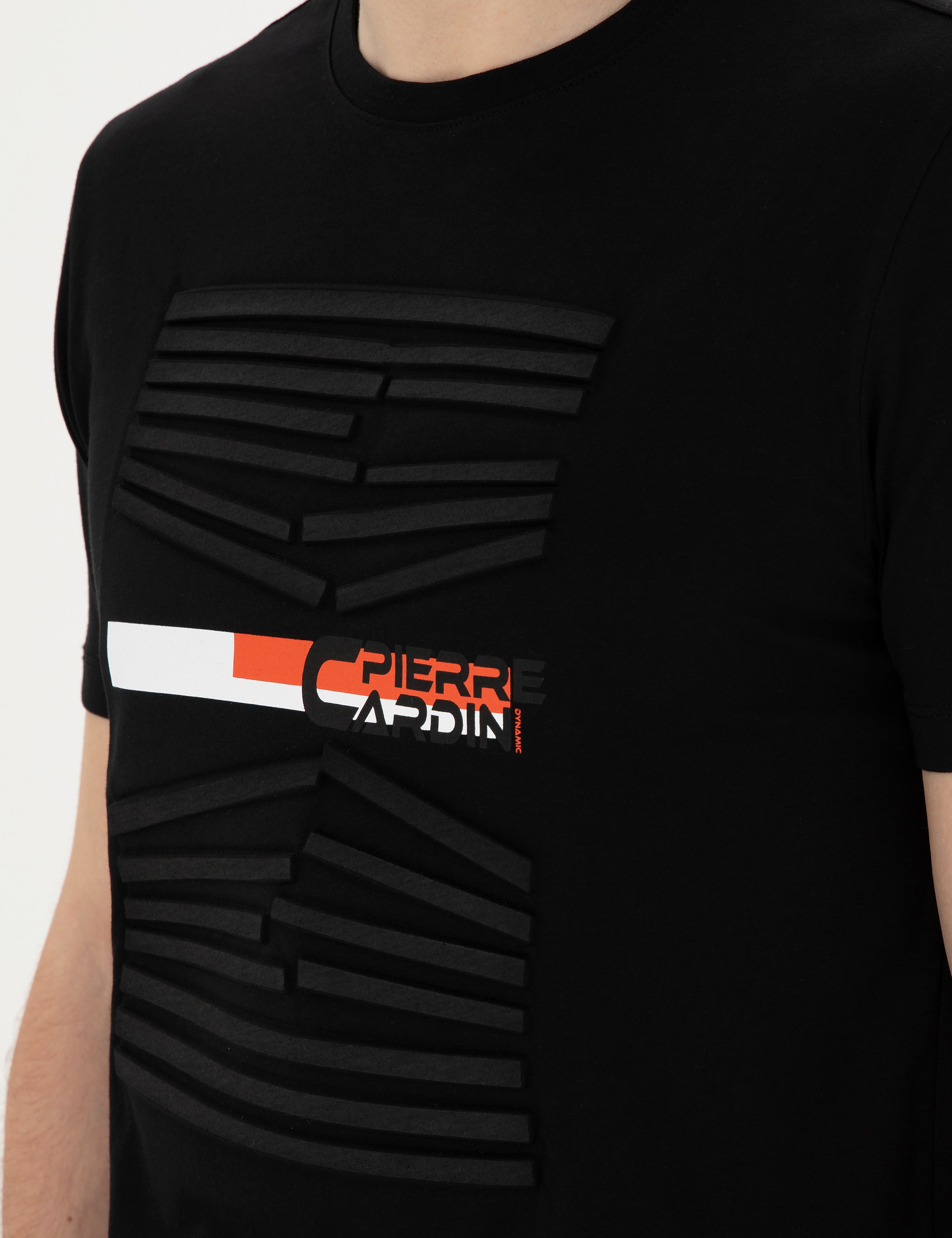 Siyah Slim Fit %100 Pamuk Bisiklet Yaka Tişört