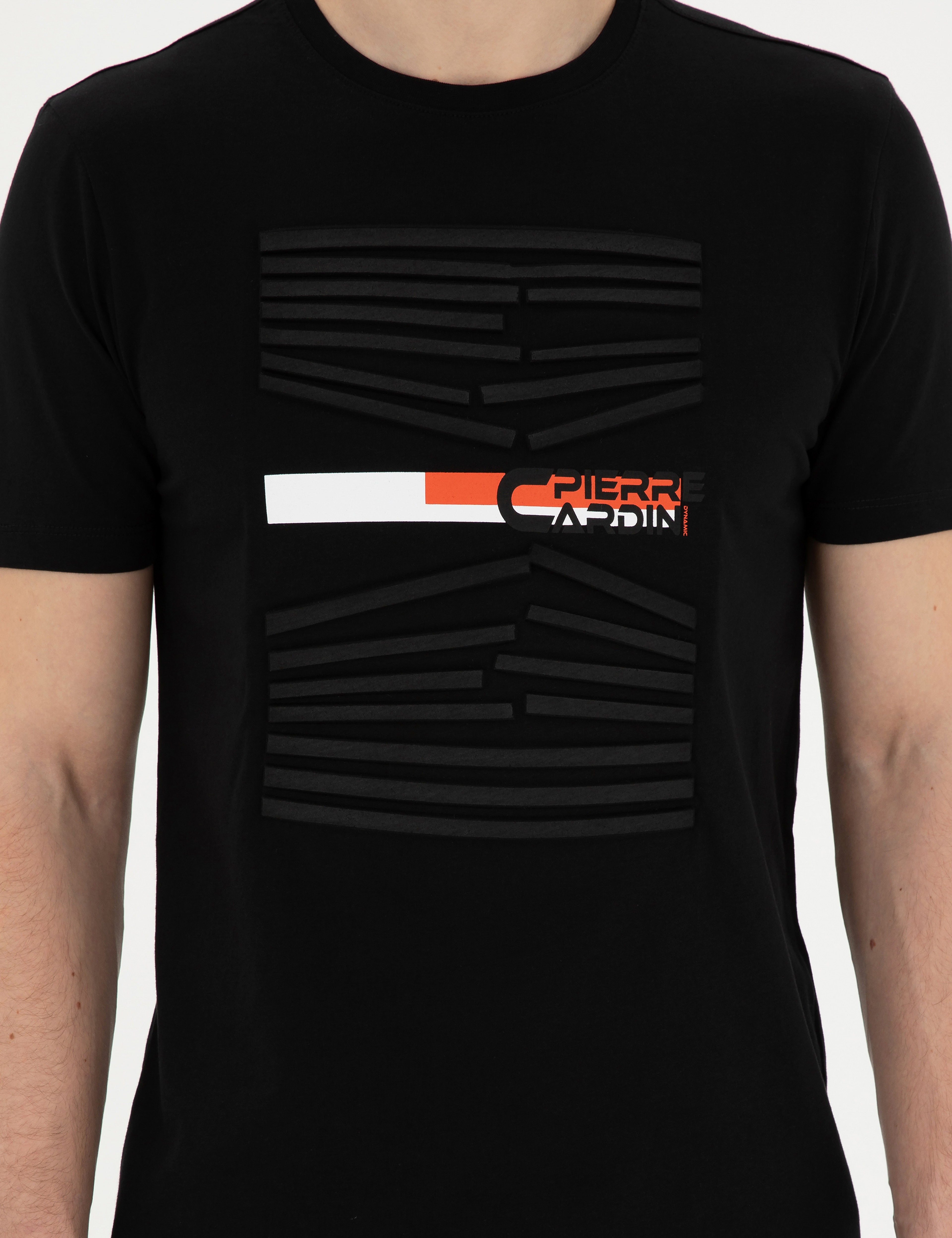 Siyah Slim Fit %100 Pamuk Bisiklet Yaka Tişört