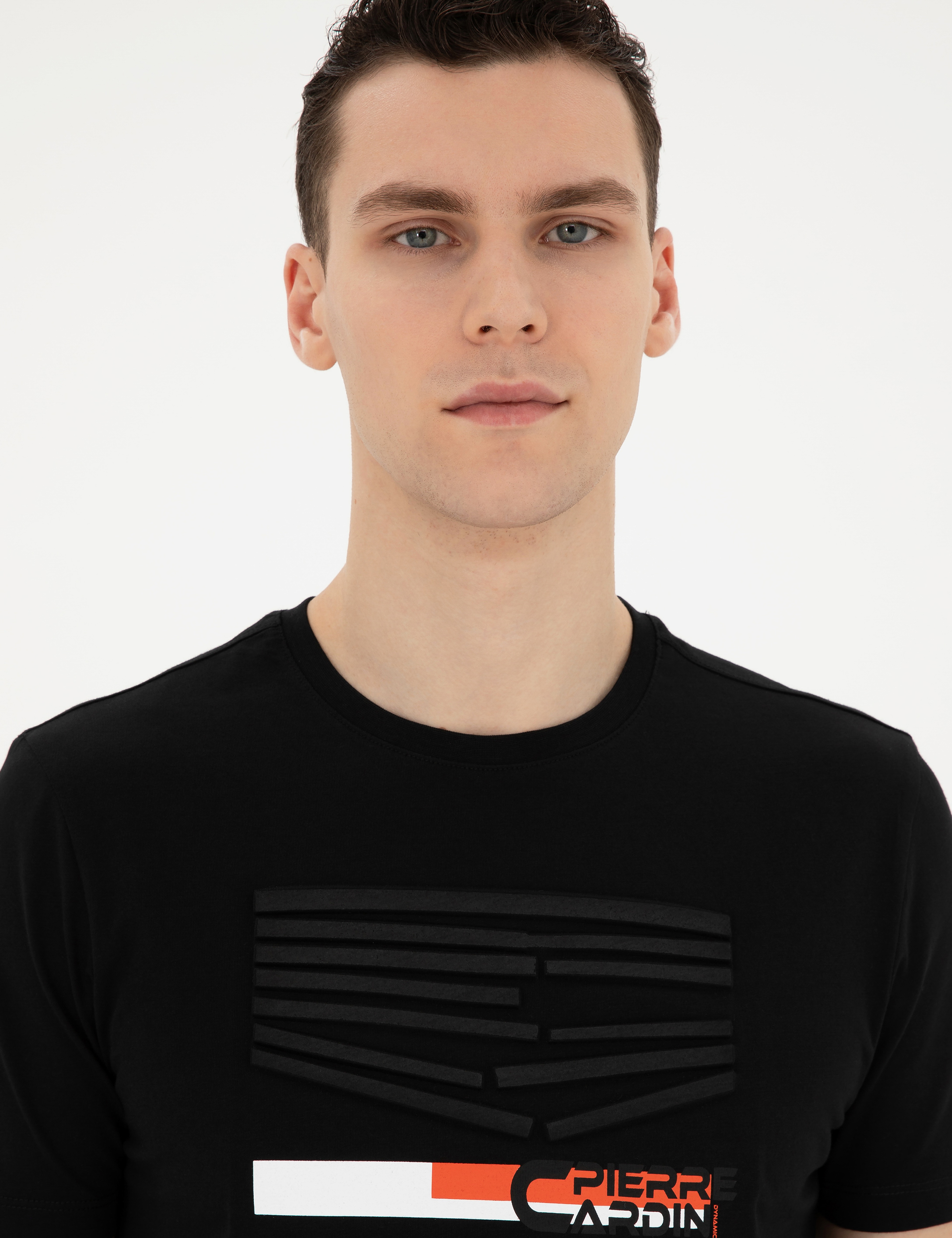 Siyah Slim Fit %100 Pamuk Bisiklet Yaka Tişört - Image 2
