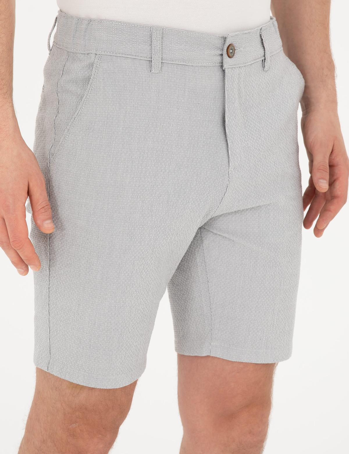 Gri Slim Fit Gofre Dokuma Şort - 50284276022