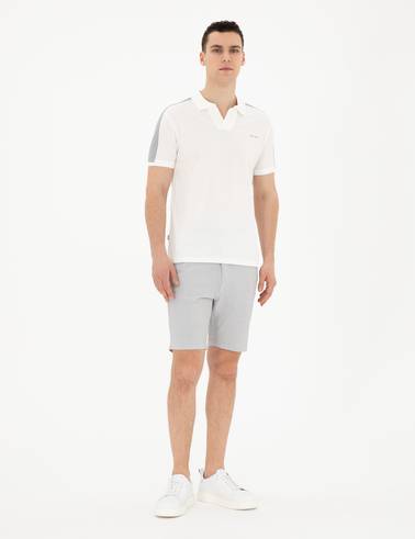 Gri Slim Fit Gofre Dokuma Şort