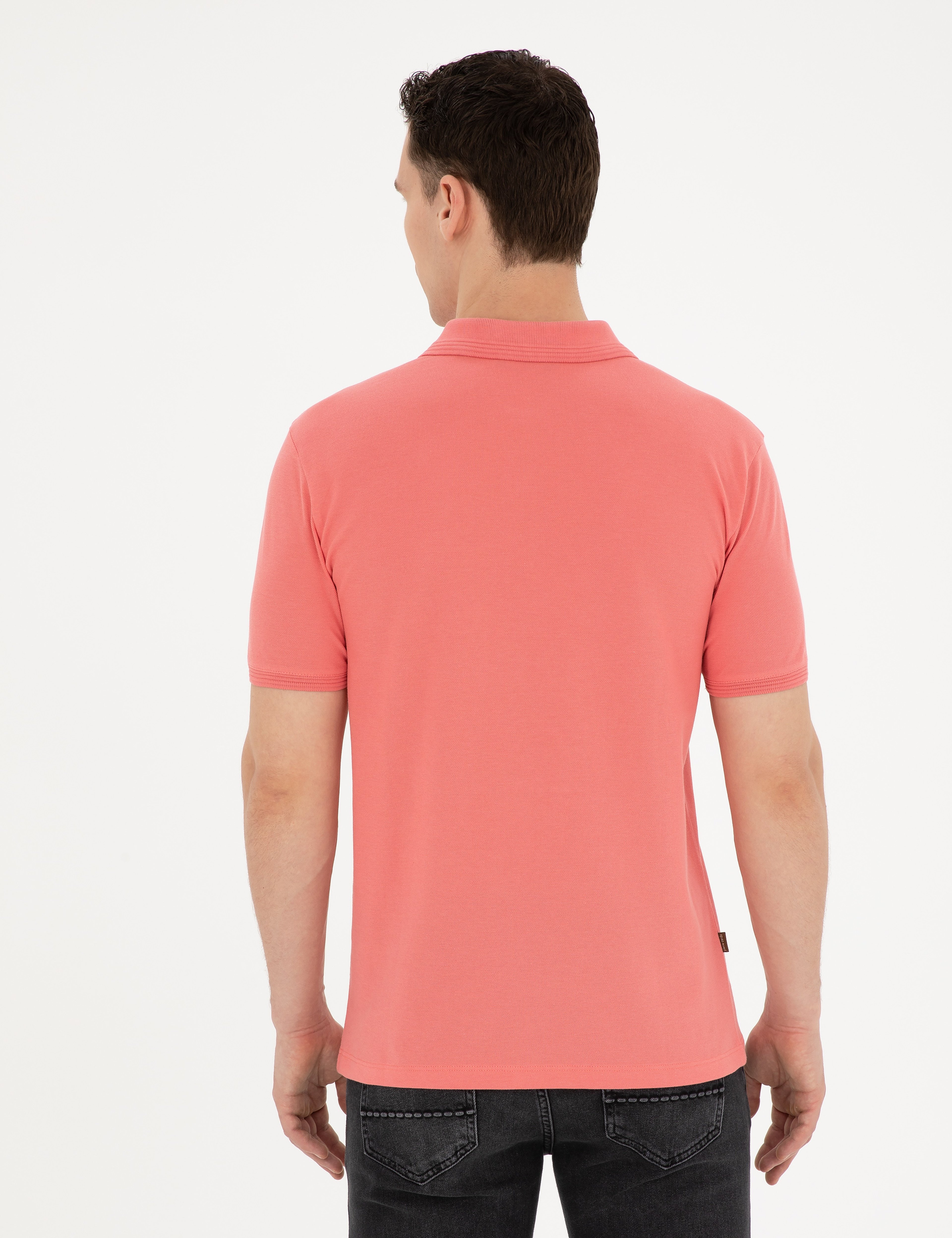 Pembe Slim Fit Basic Tişört - Image 5