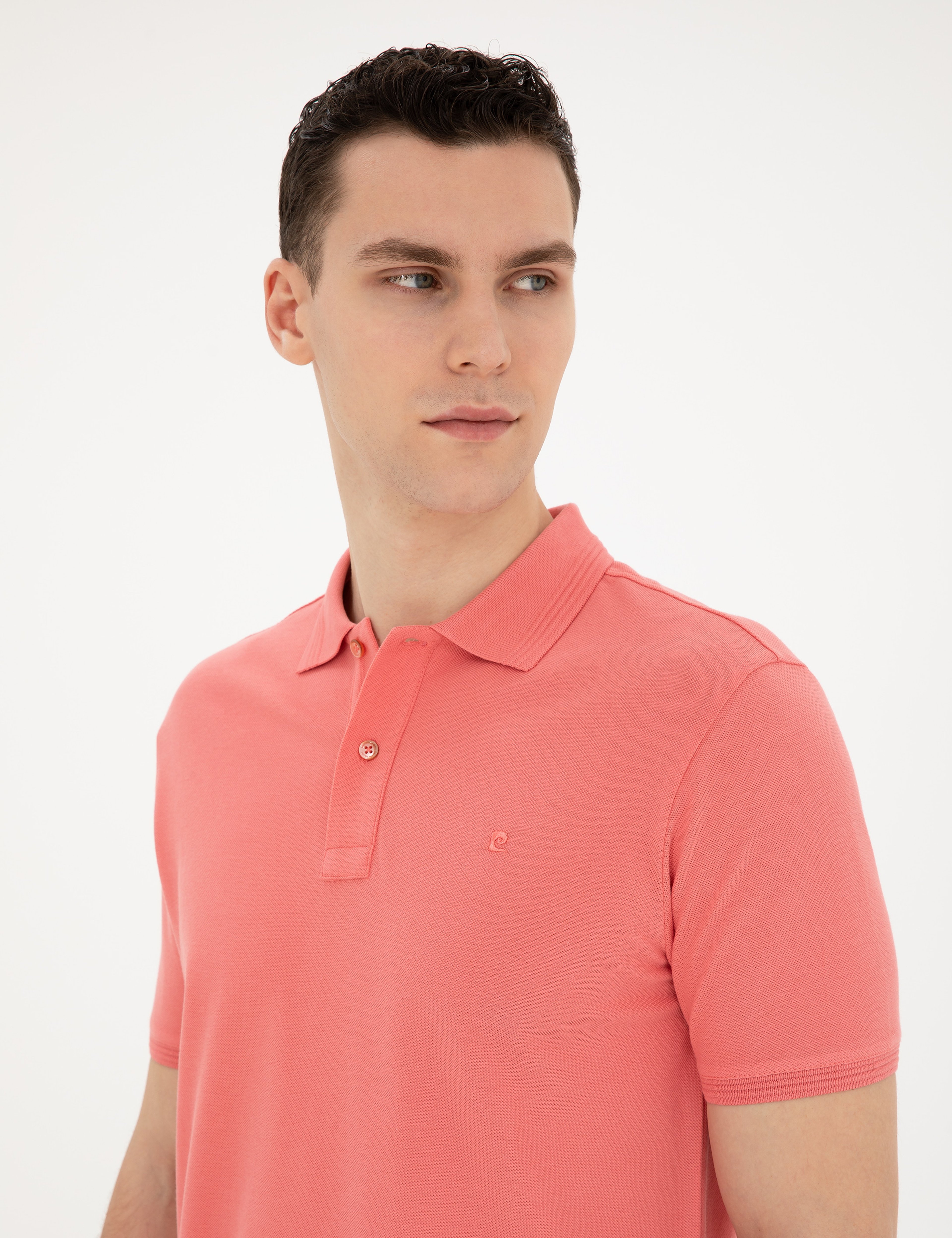 Pembe Slim Fit Basic Tişört - Image 2