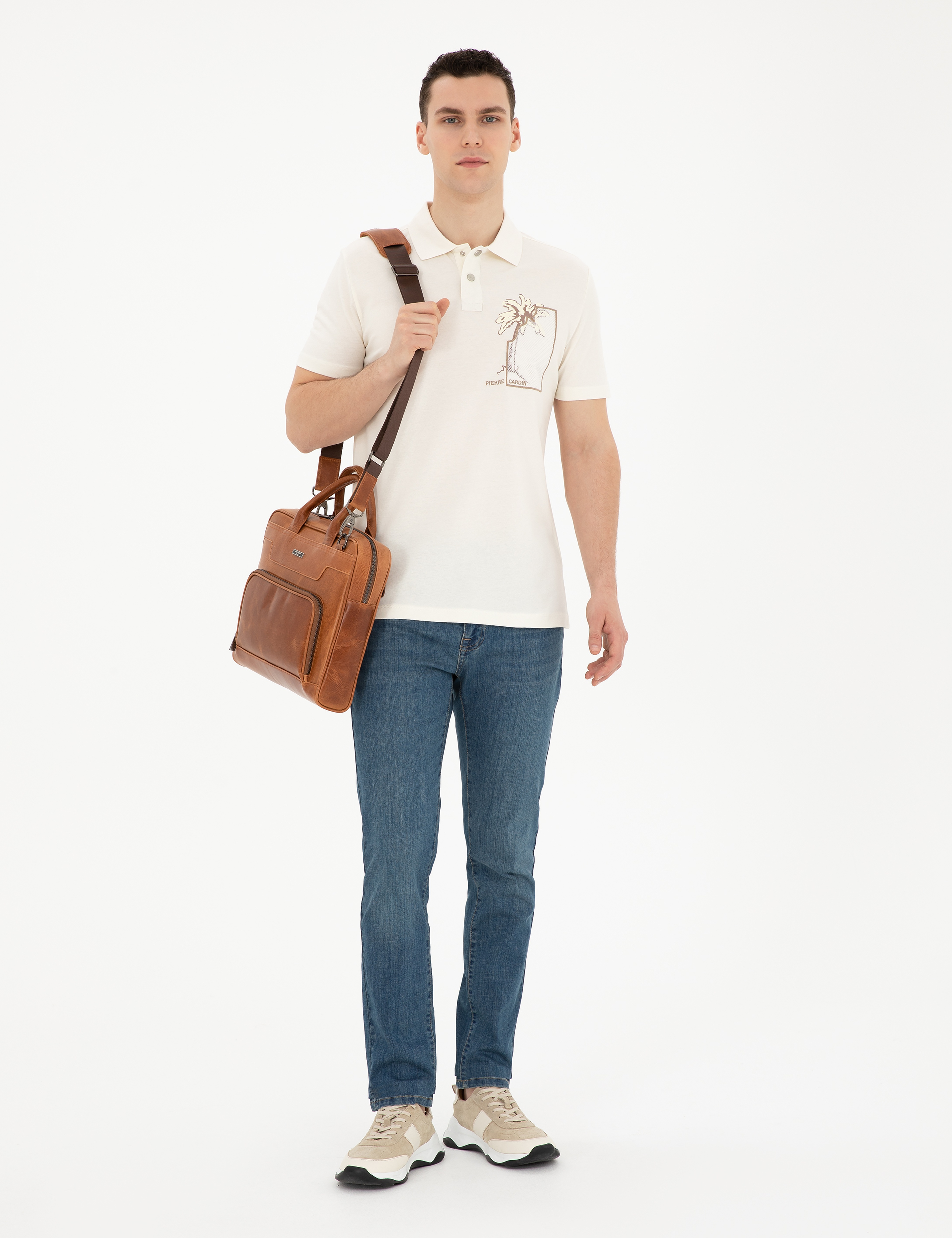 Ekru Slim Fit Tişört - Image 4