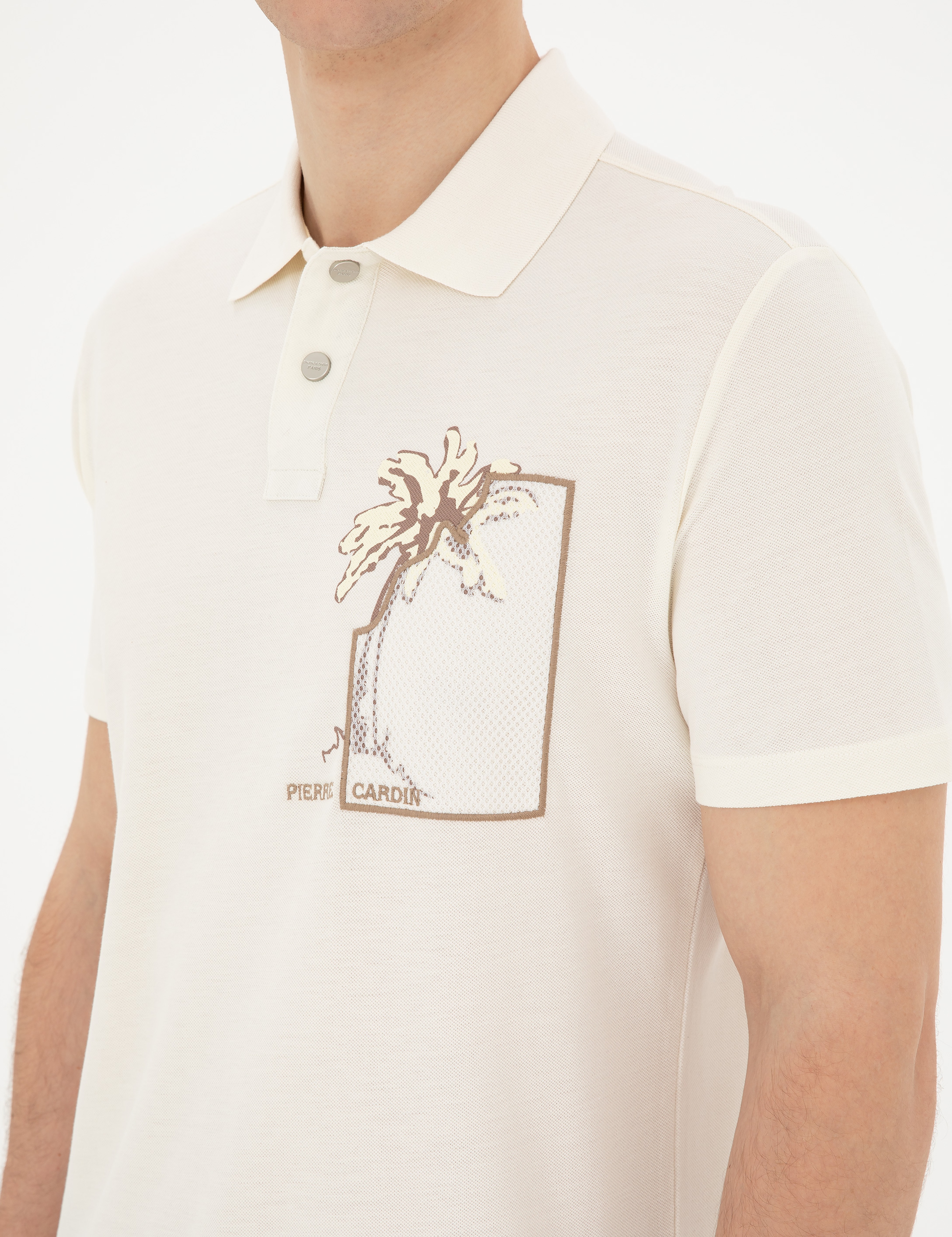 Ekru Slim Fit Tişört - Image 7