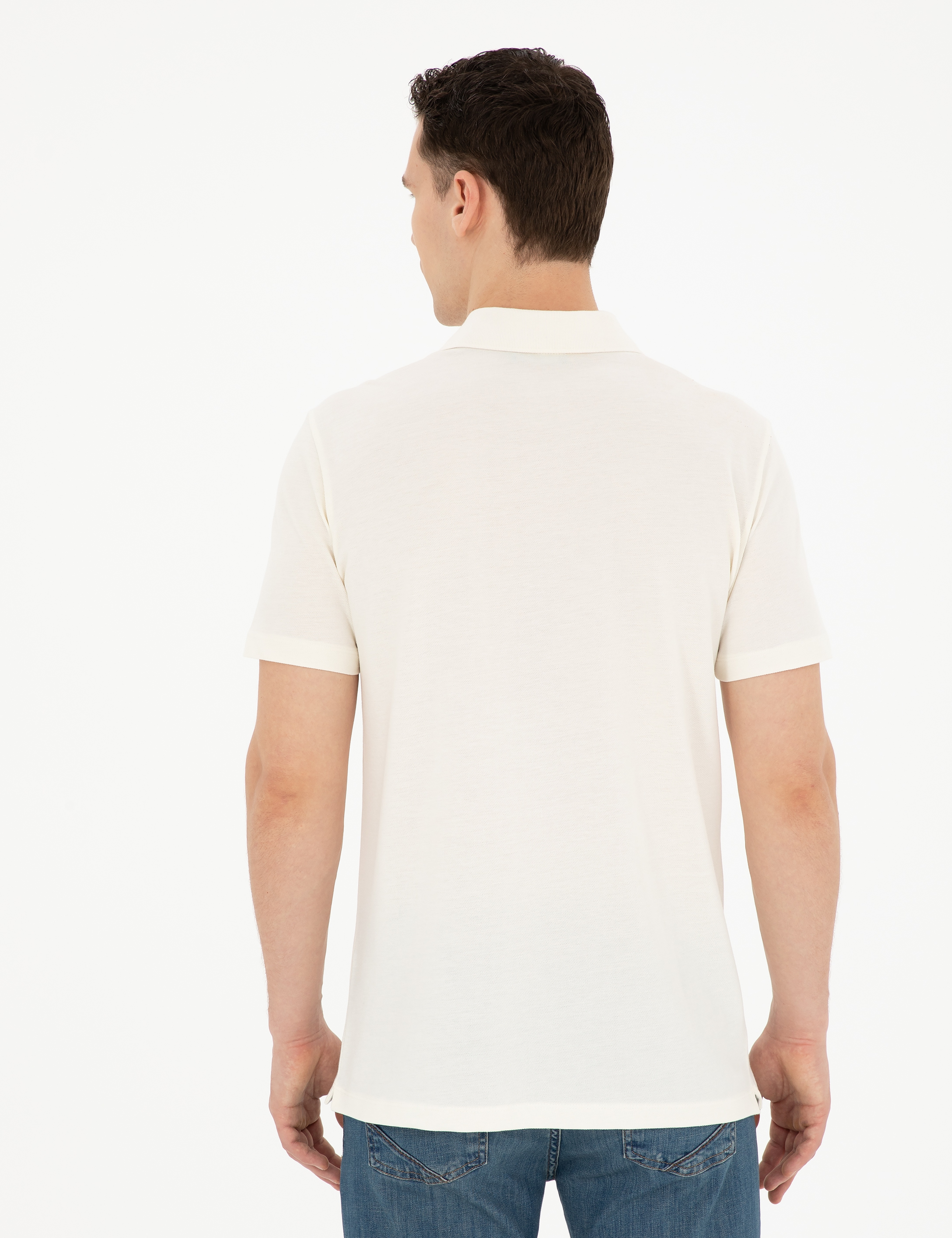Ekru Slim Fit Tişört - Image 5