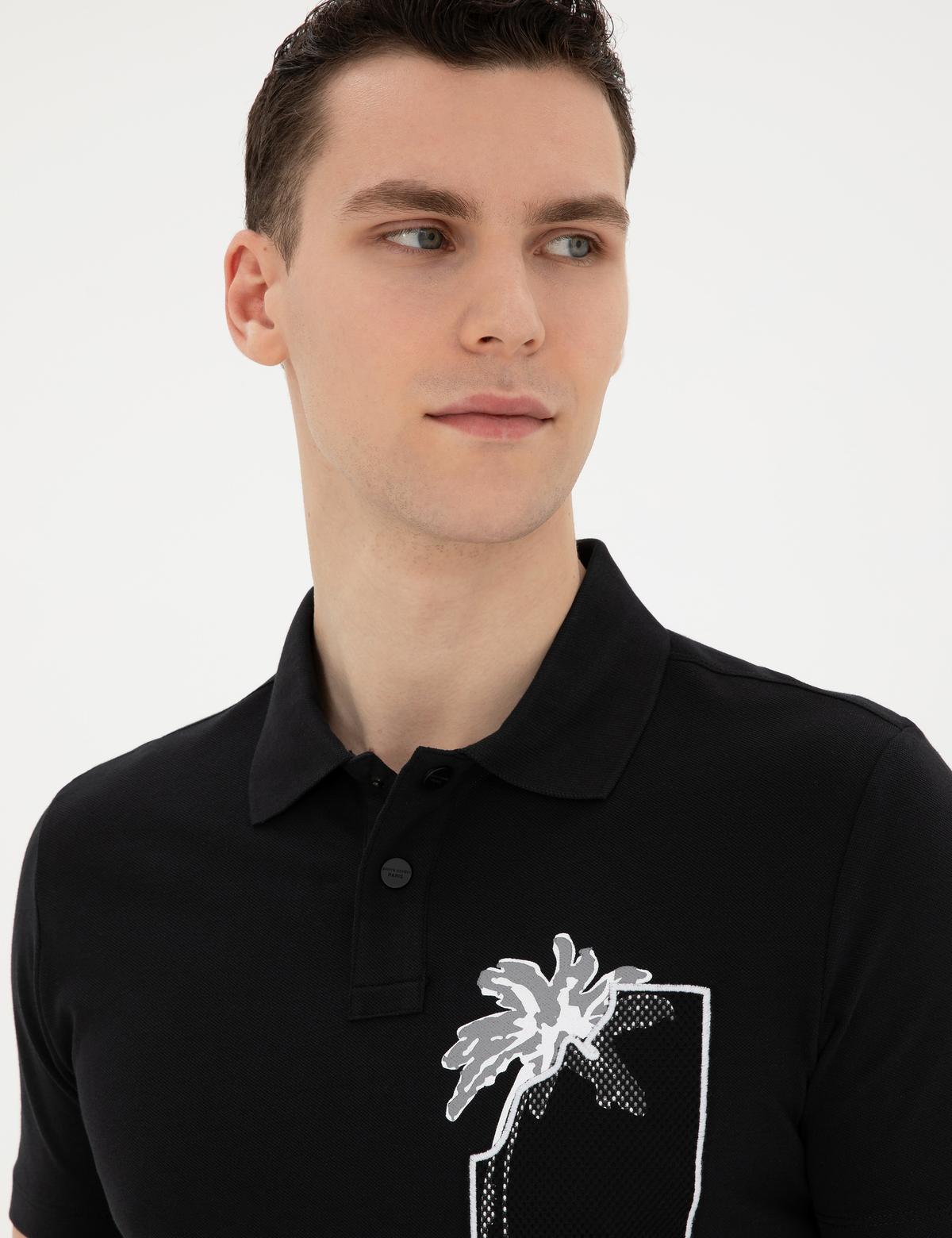 Siyah Slim Fit Tişört - 50280947023