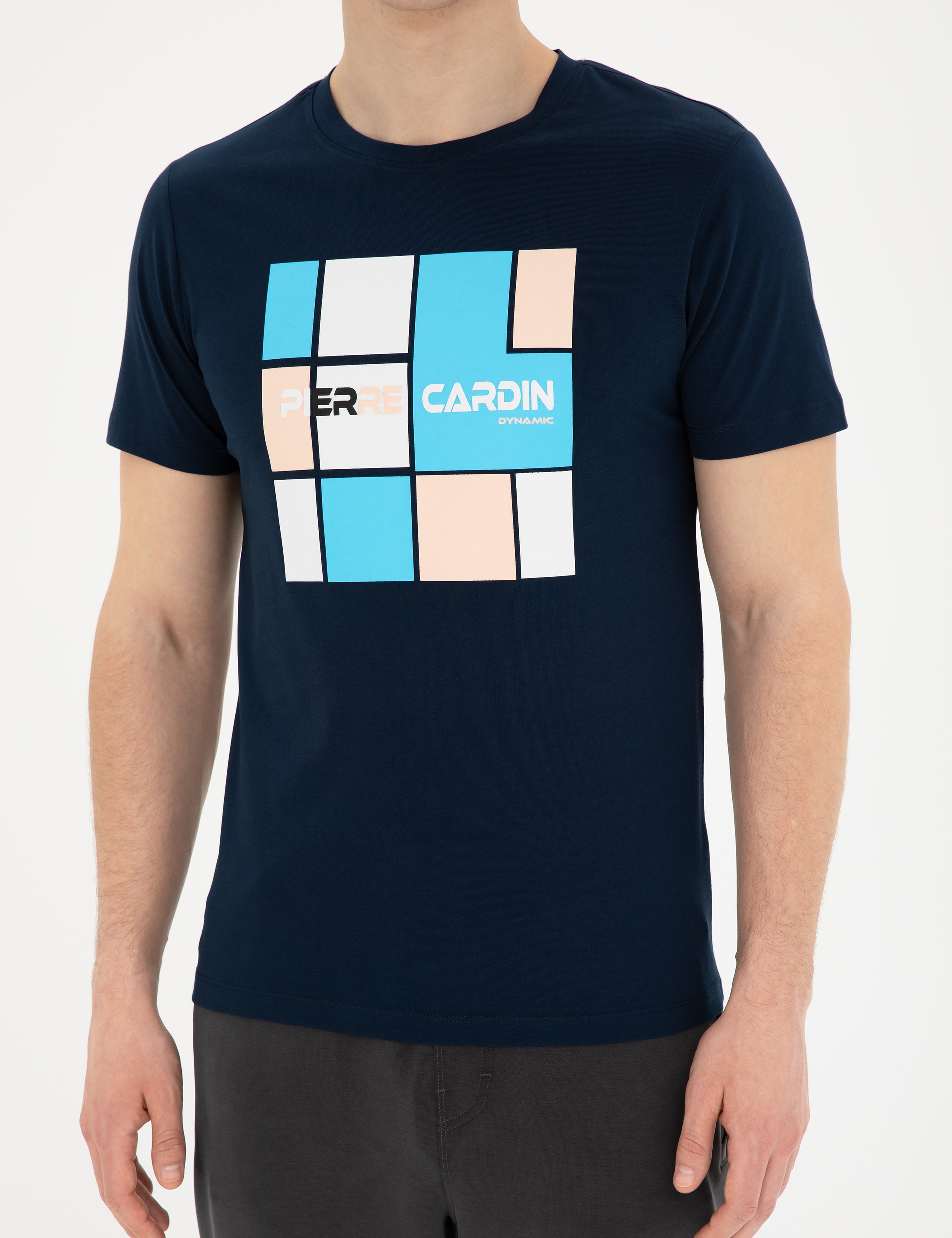 Lacivert Slim Fit %100 Pamuk Bisiklet Yaka Tişört - Image 6