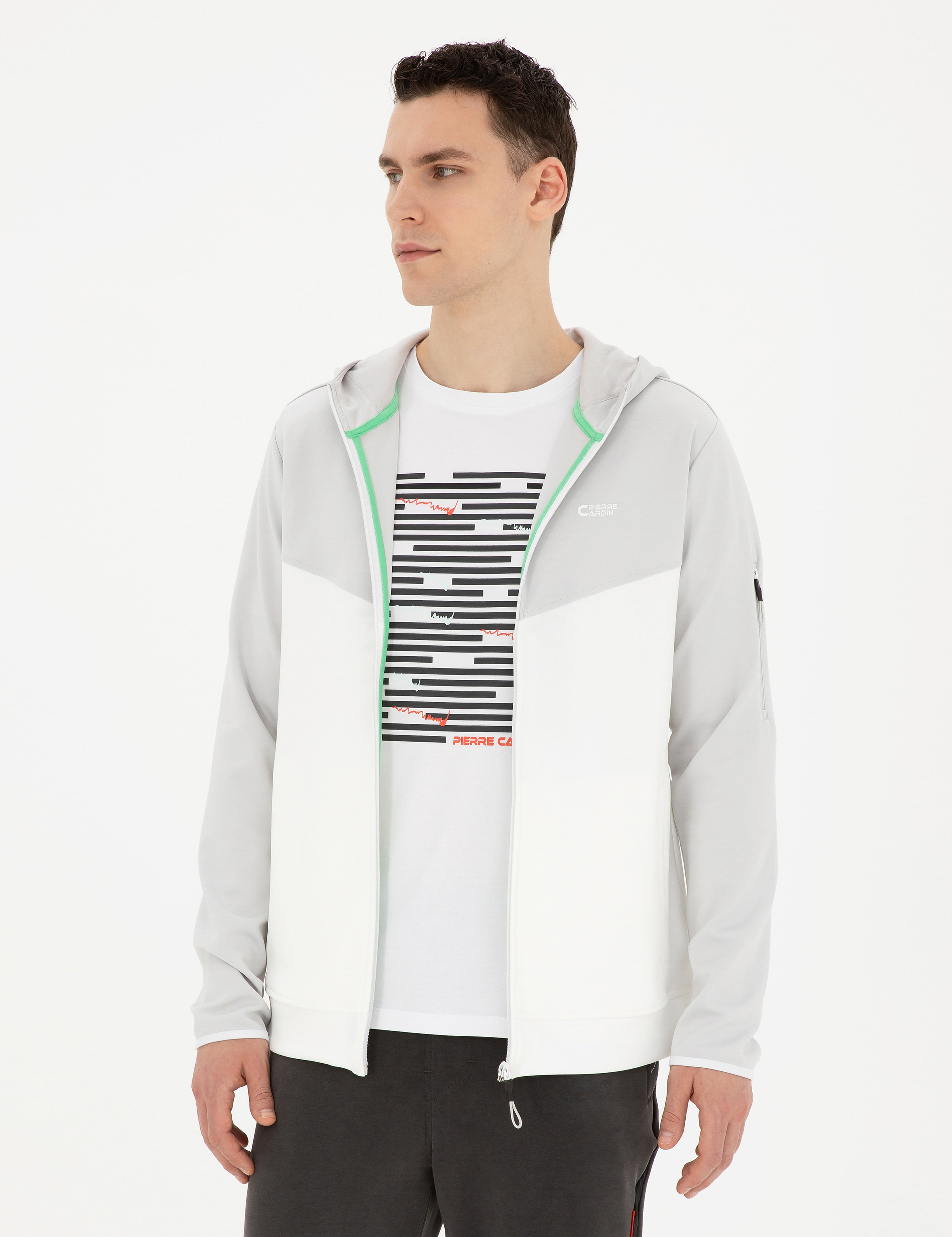 Açık Gri Regular Fit Örme Hırka - Image 1