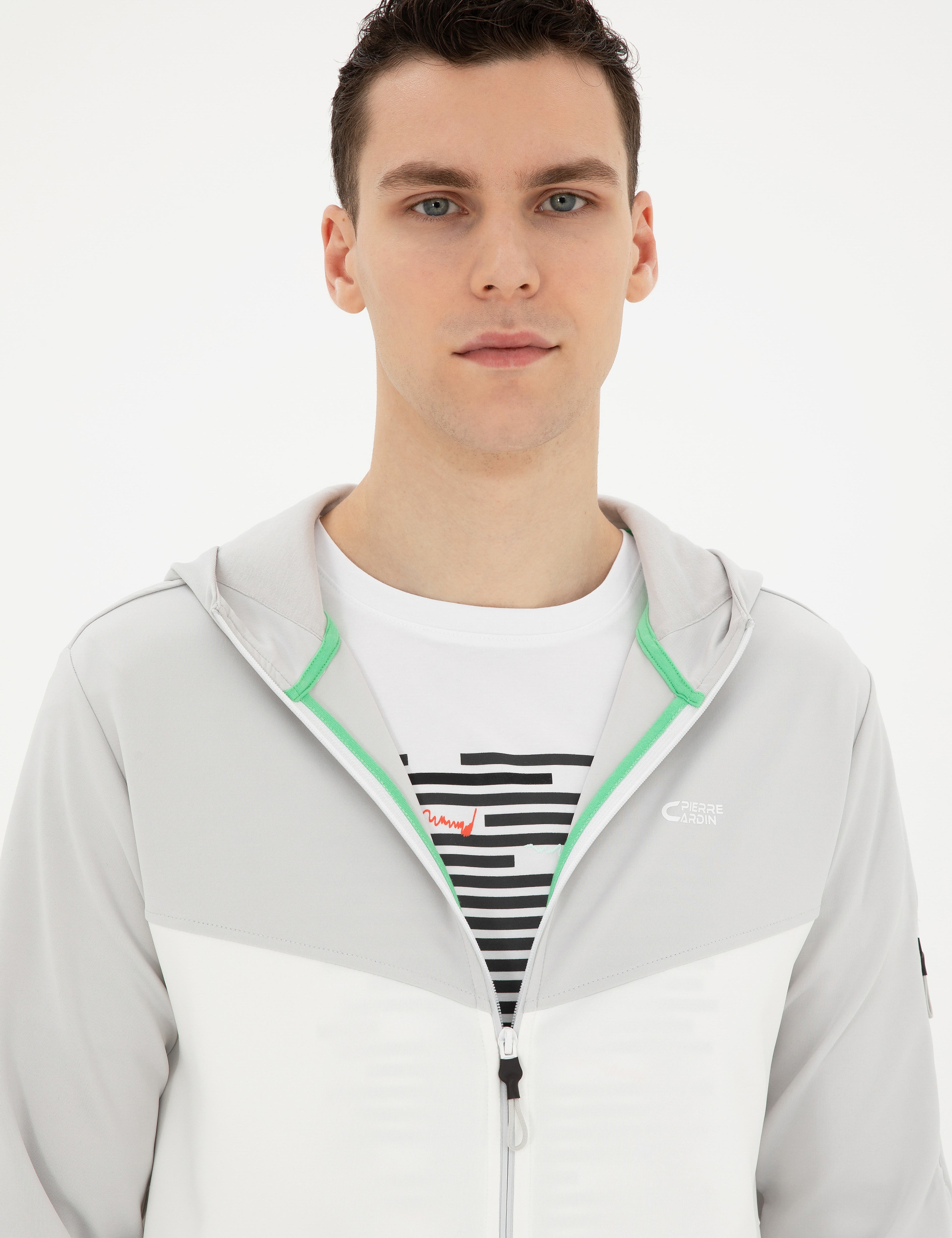 Açık Gri Regular Fit Örme Hırka - Image 2