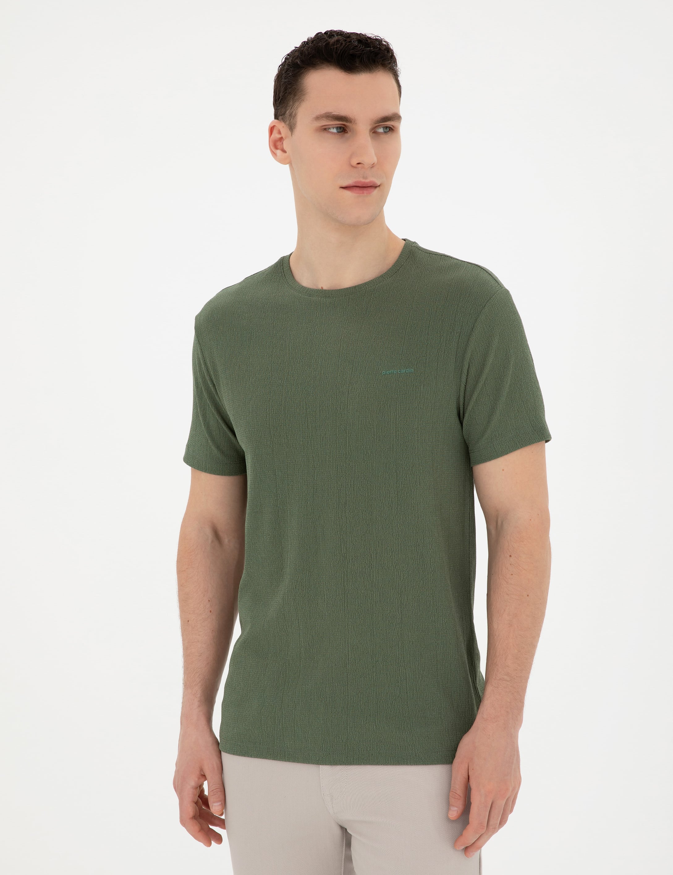 Haki Slim Fit Tişört - Image 3