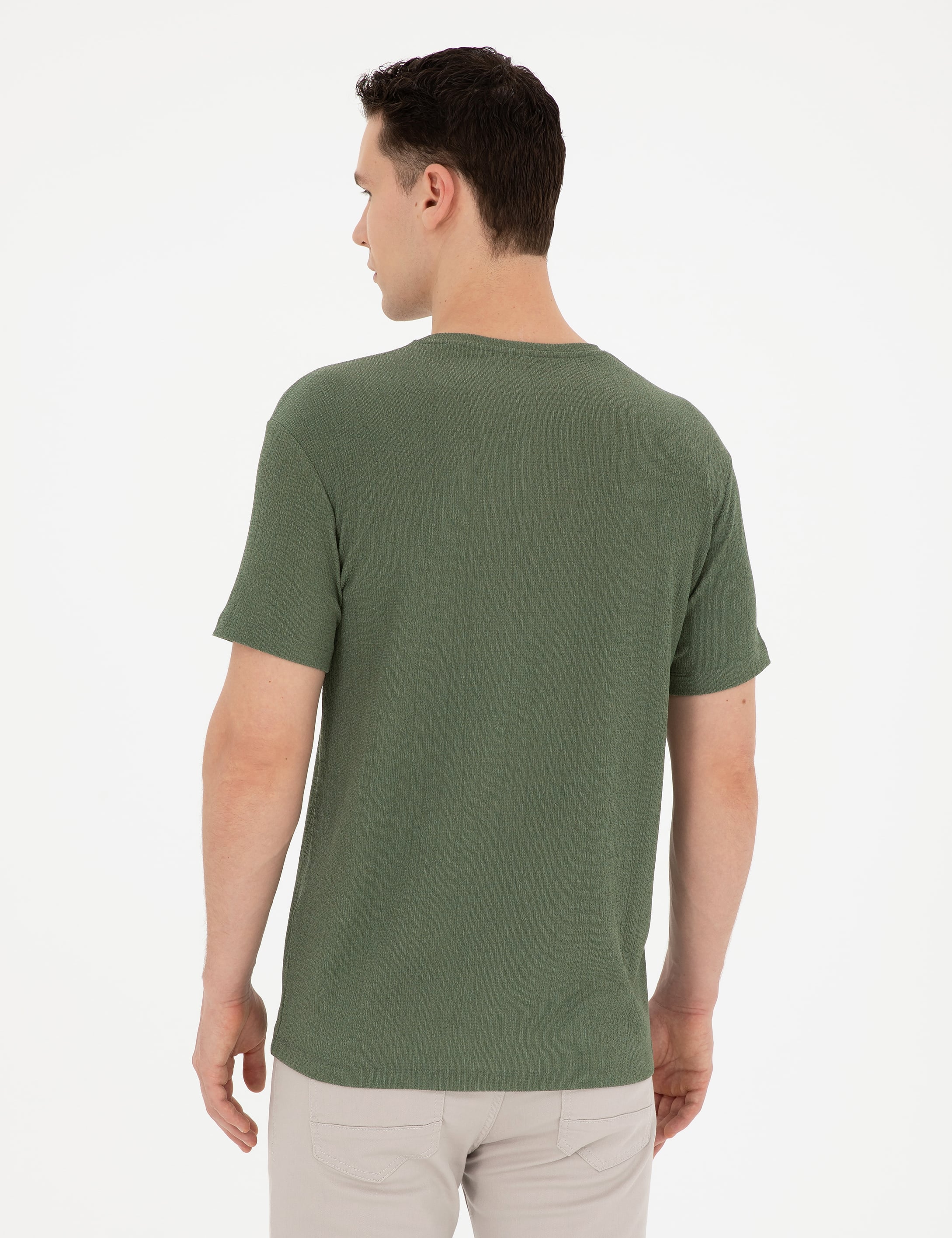 Haki Slim Fit Tişört - Image 5
