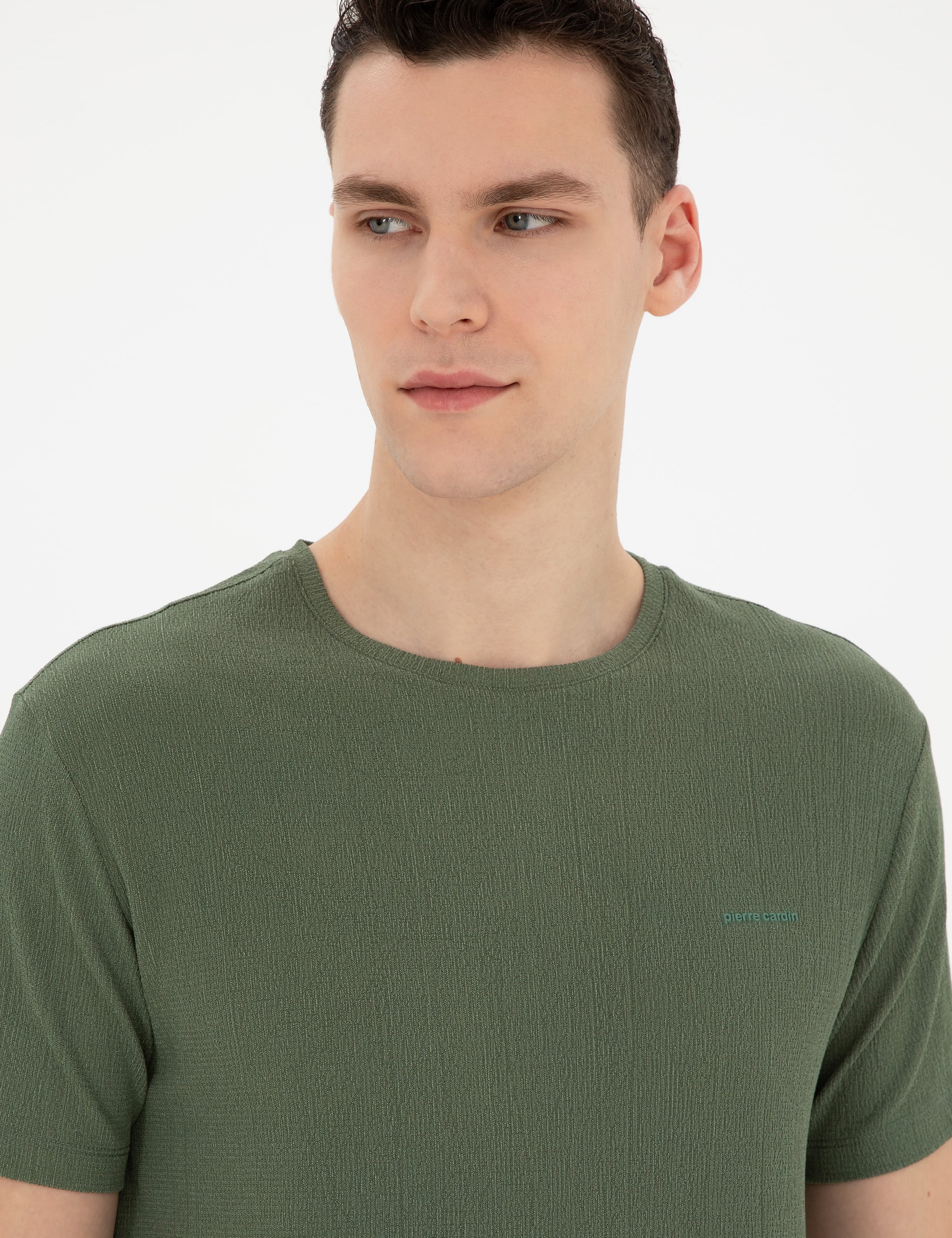 Haki Slim Fit Tişört - Image 2