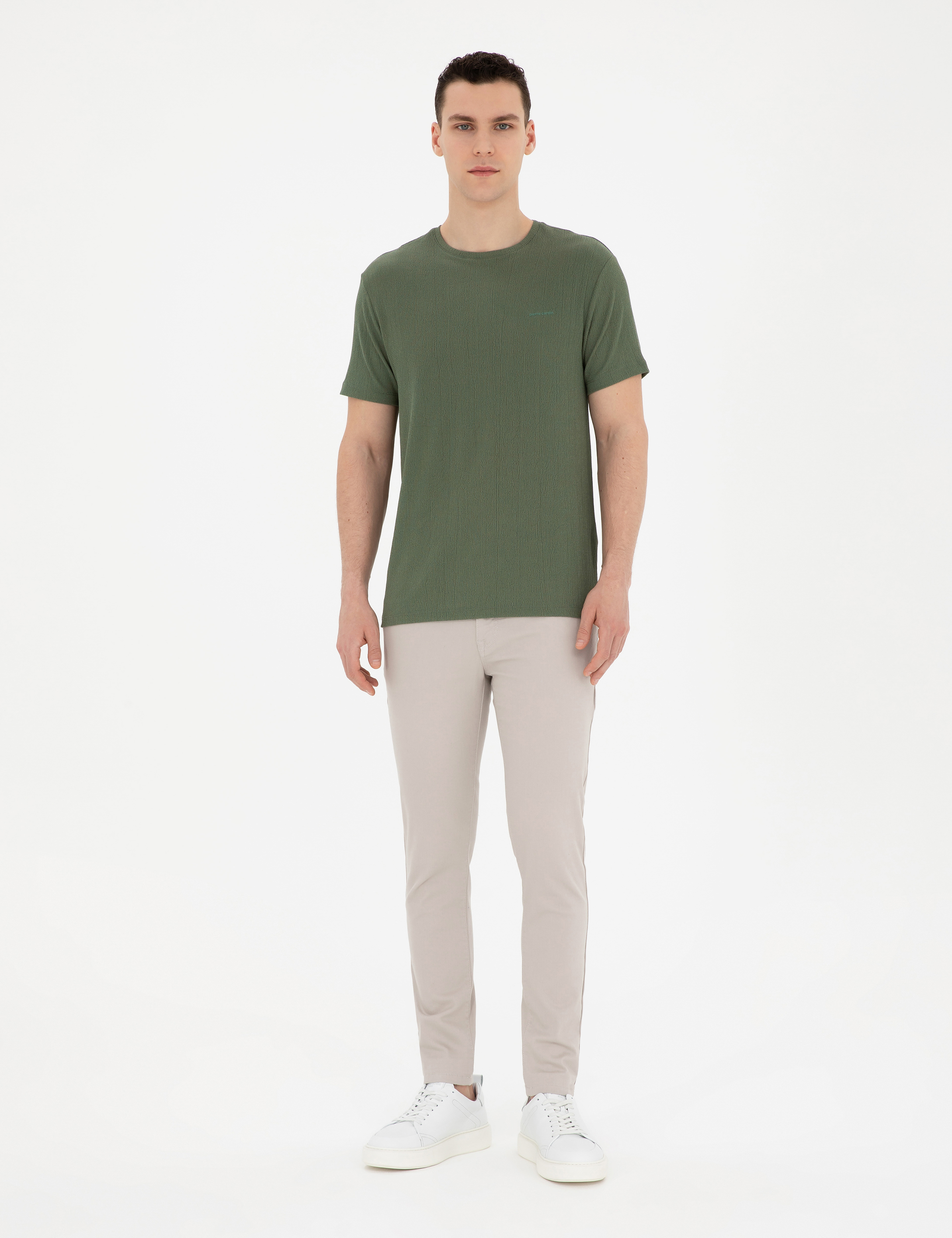Haki Slim Fit Tişört - Image 4