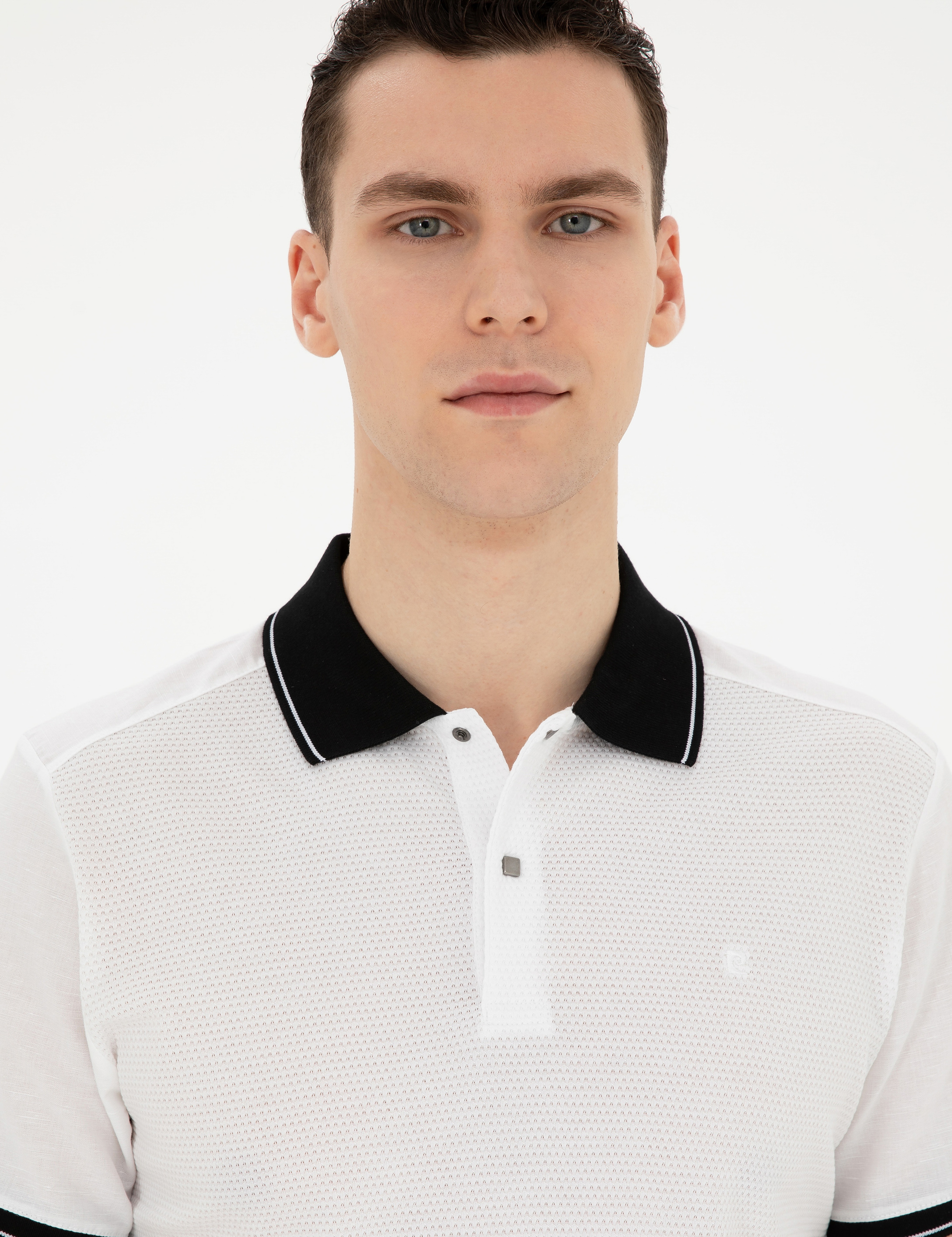 Beyaz Slim Fit %100 Pamuk Düğmeli Polo Yaka Tişört - Image 2