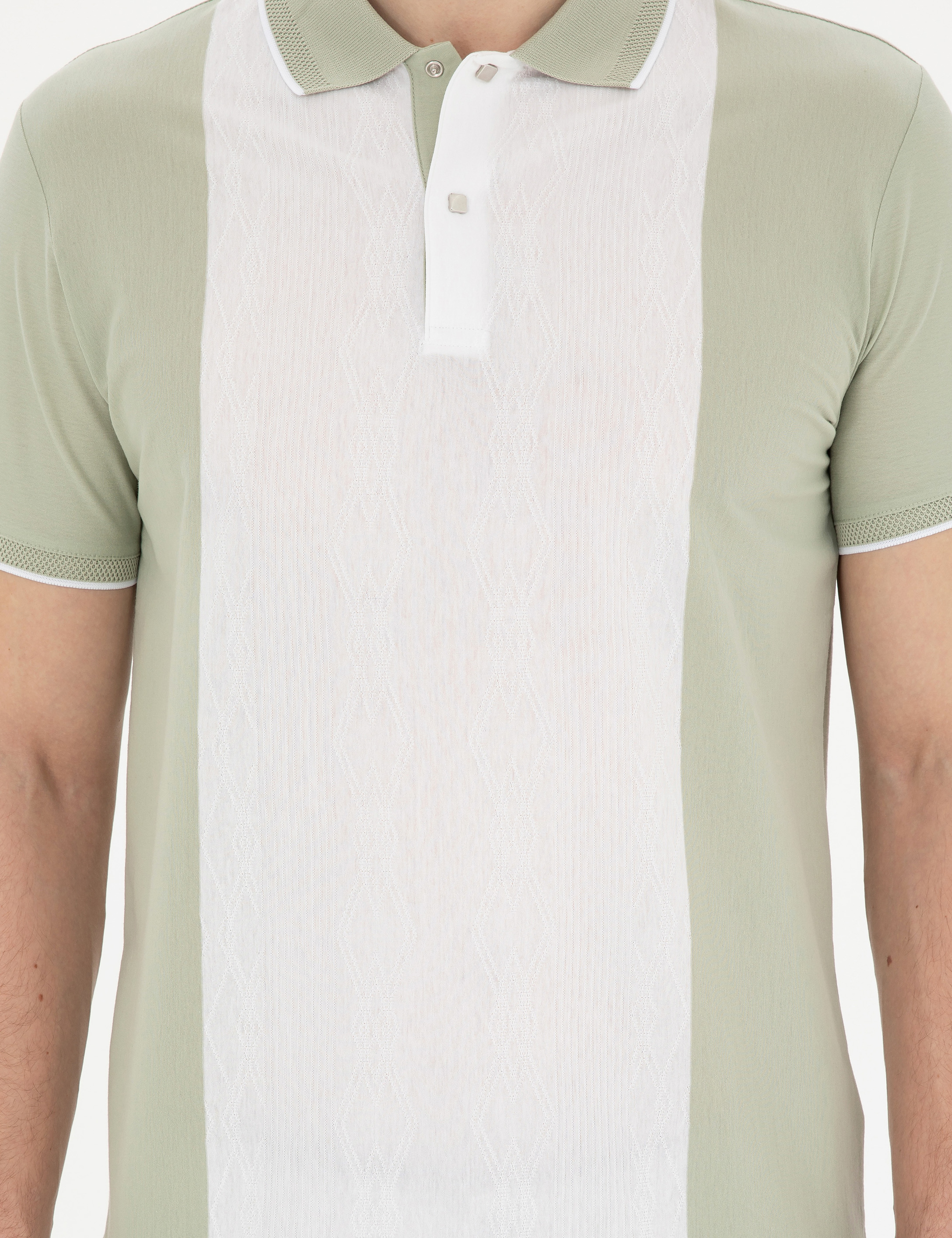 Yeşil Slim Fit %100 Pamuk Düğmeli Polo Yaka Tişört - Image 6