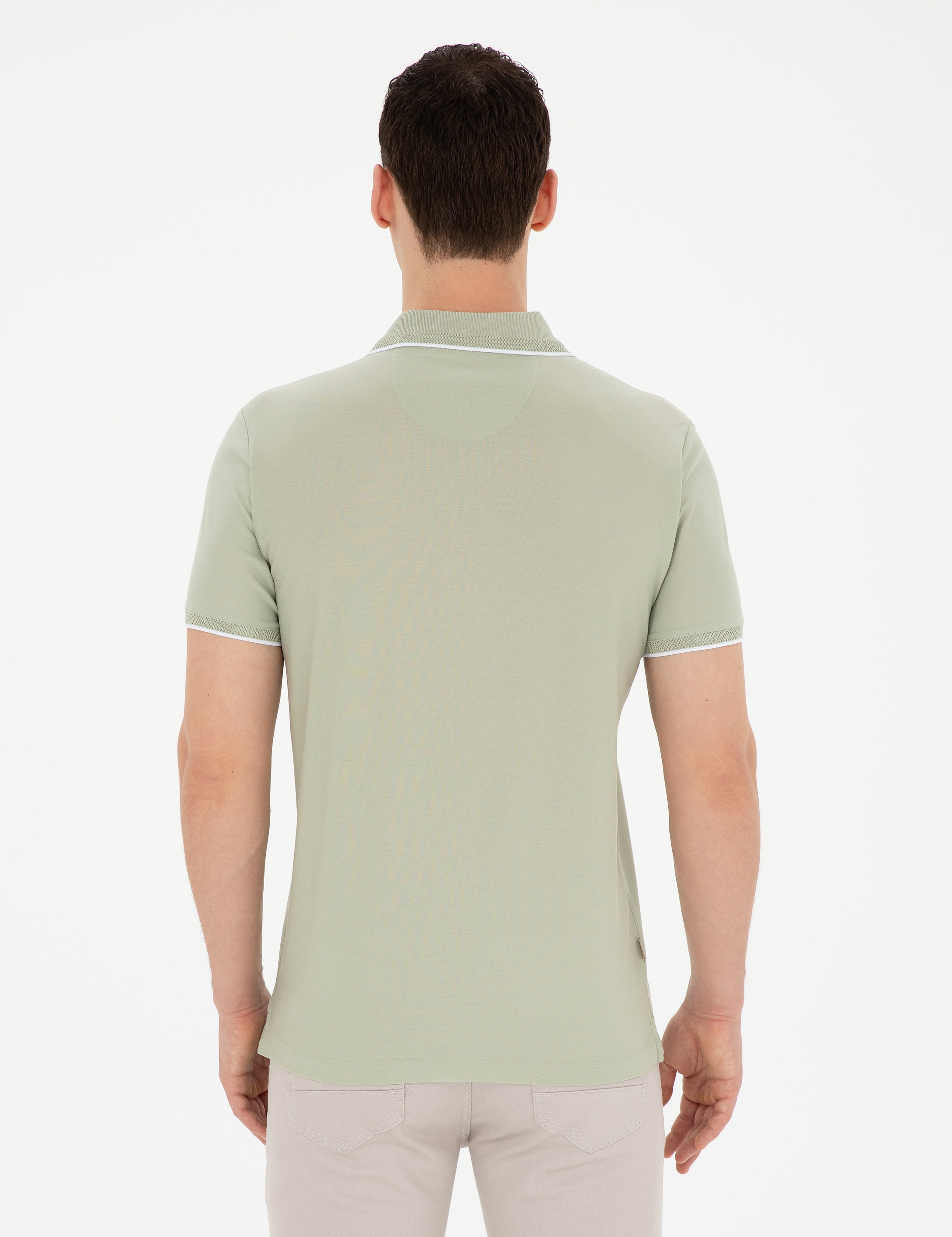 Yeşil Slim Fit %100 Pamuk Düğmeli Polo Yaka Tişört - Image 5