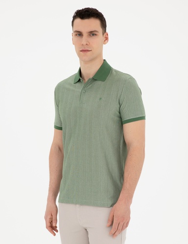 Yeşil Slim Fit Düğmeli Polo Yaka Tişört