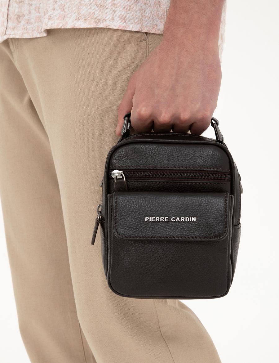 Erkek Kahverengi Deri Askılı El Çantası