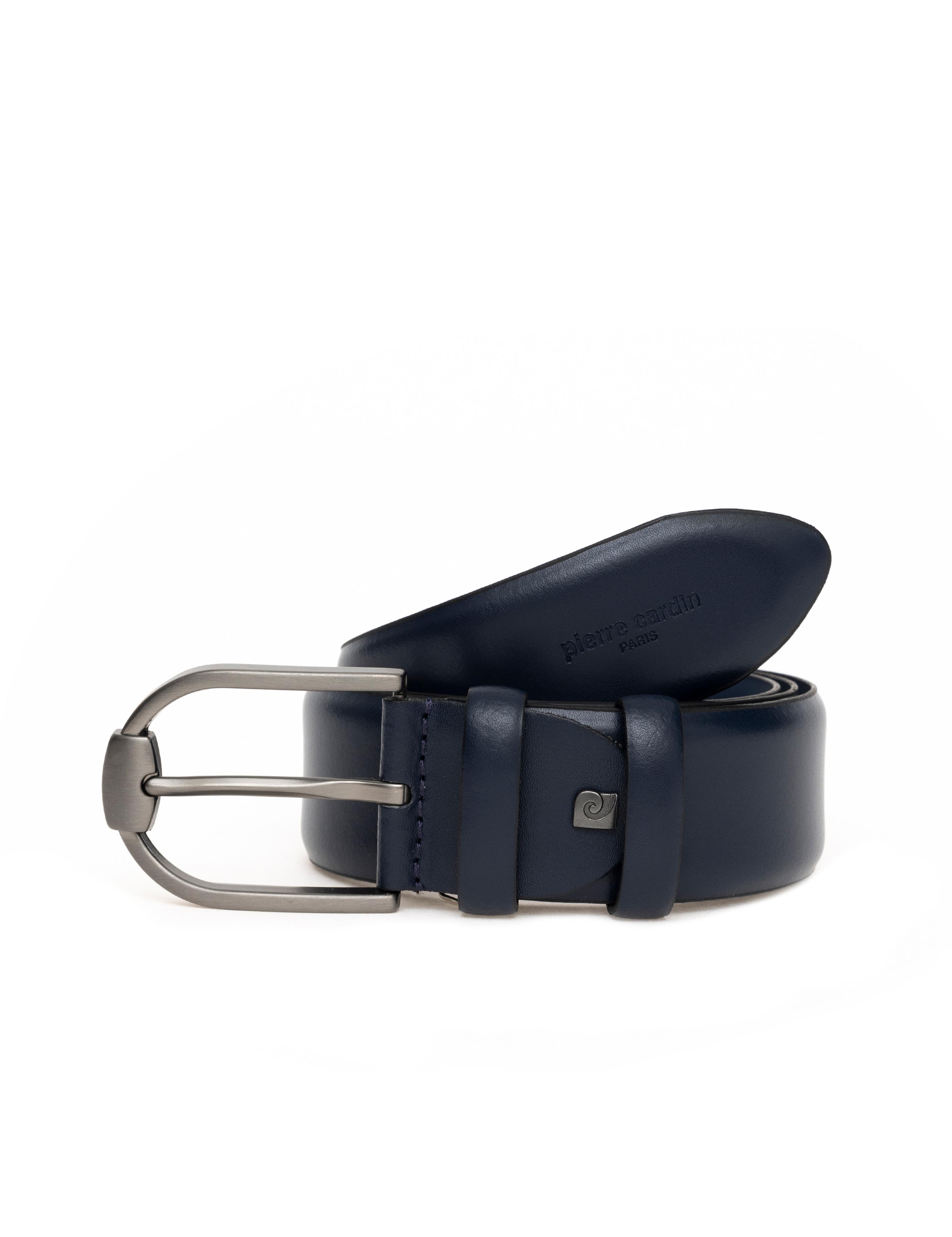 Lacivert Denim %100 Deri Denim Kemer