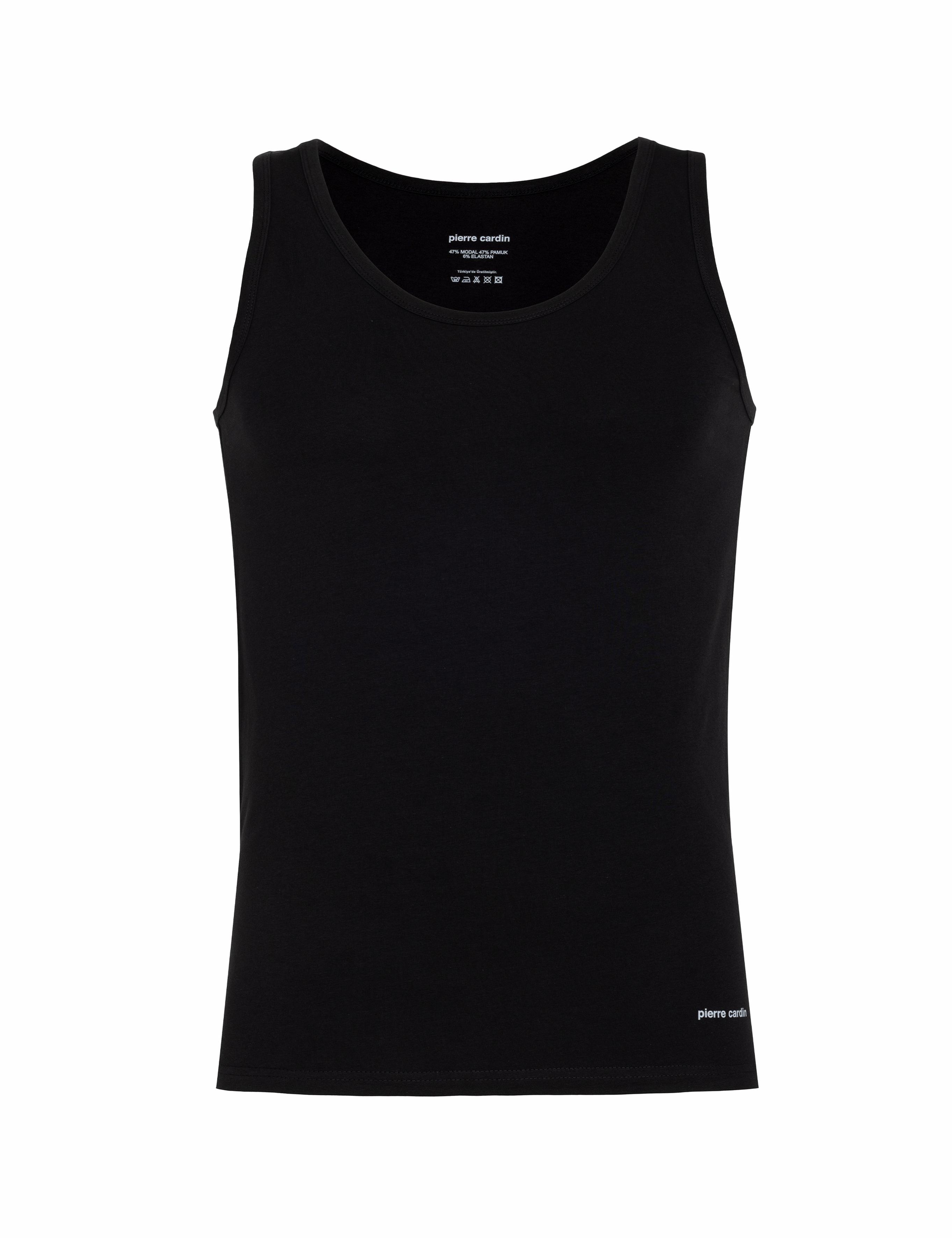 Siyah Pamuk Modal Karışımlı 2'li Atlet