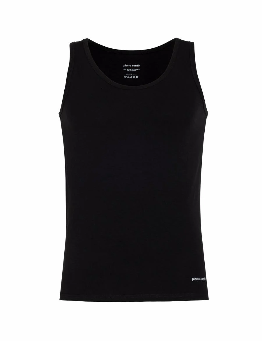 Siyah Pamuk Modal Karışımlı 2'li Atlet