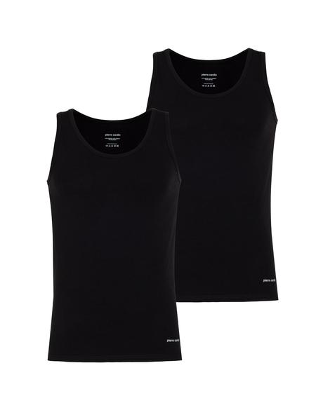 Siyah Pamuk Modal Karışımlı 2'li Atlet - 50288803003