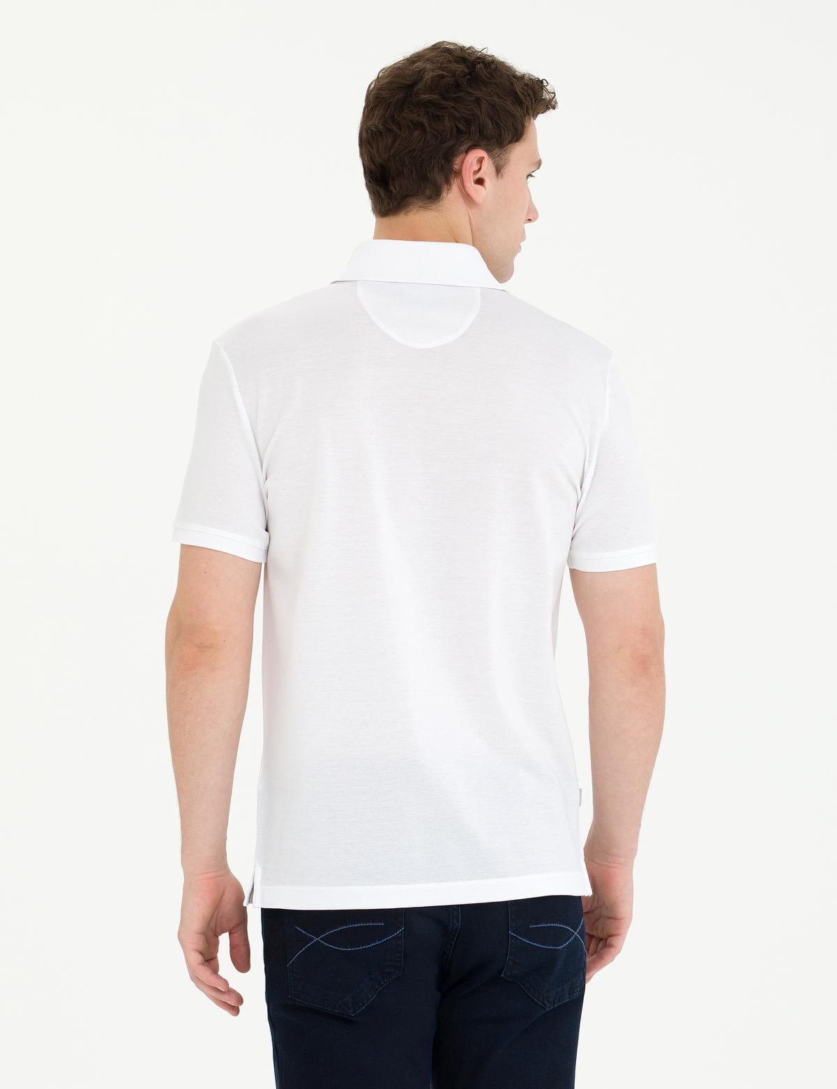 Beyaz Slim Fit Merserize Tişört - 50274688019