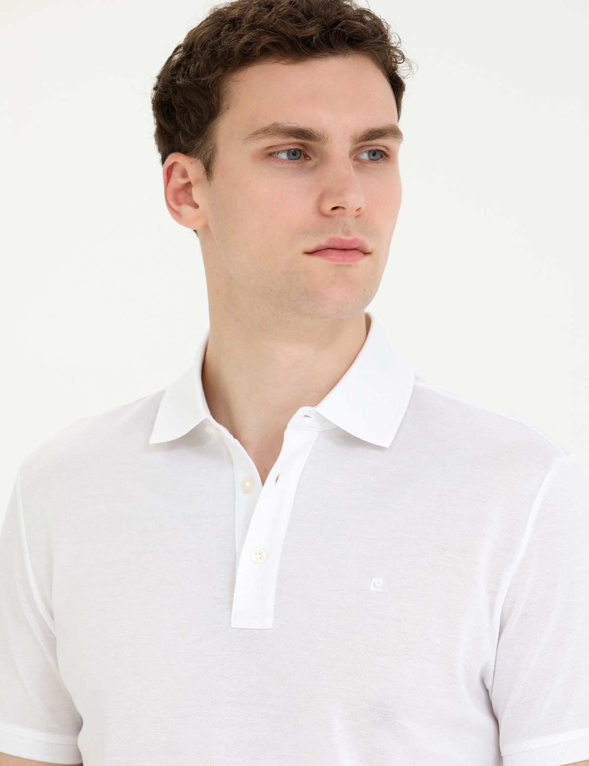 Beyaz Slim Fit Merserize Tişört - 50274688019