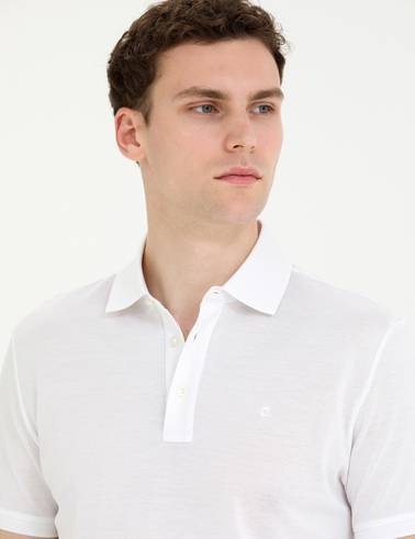 Beyaz Slim Fit Merserize Tişört
