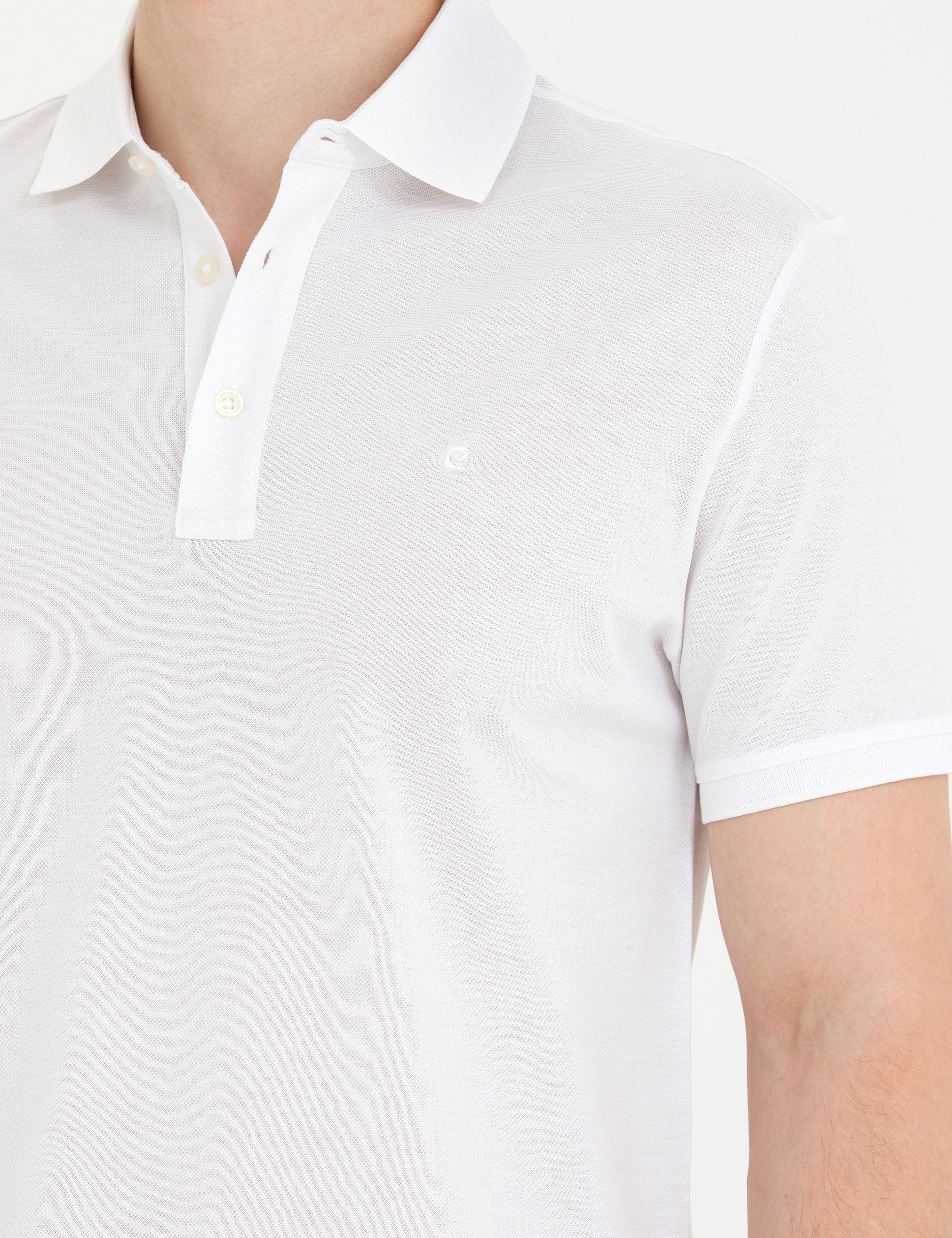 Beyaz Slim Fit %100 Pamuk Merserize Düğmeli Polo Yaka Basic Tişört - Image 7