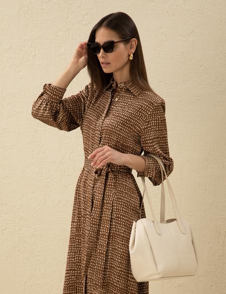 Ekru Omuz Çantası - 50297686002