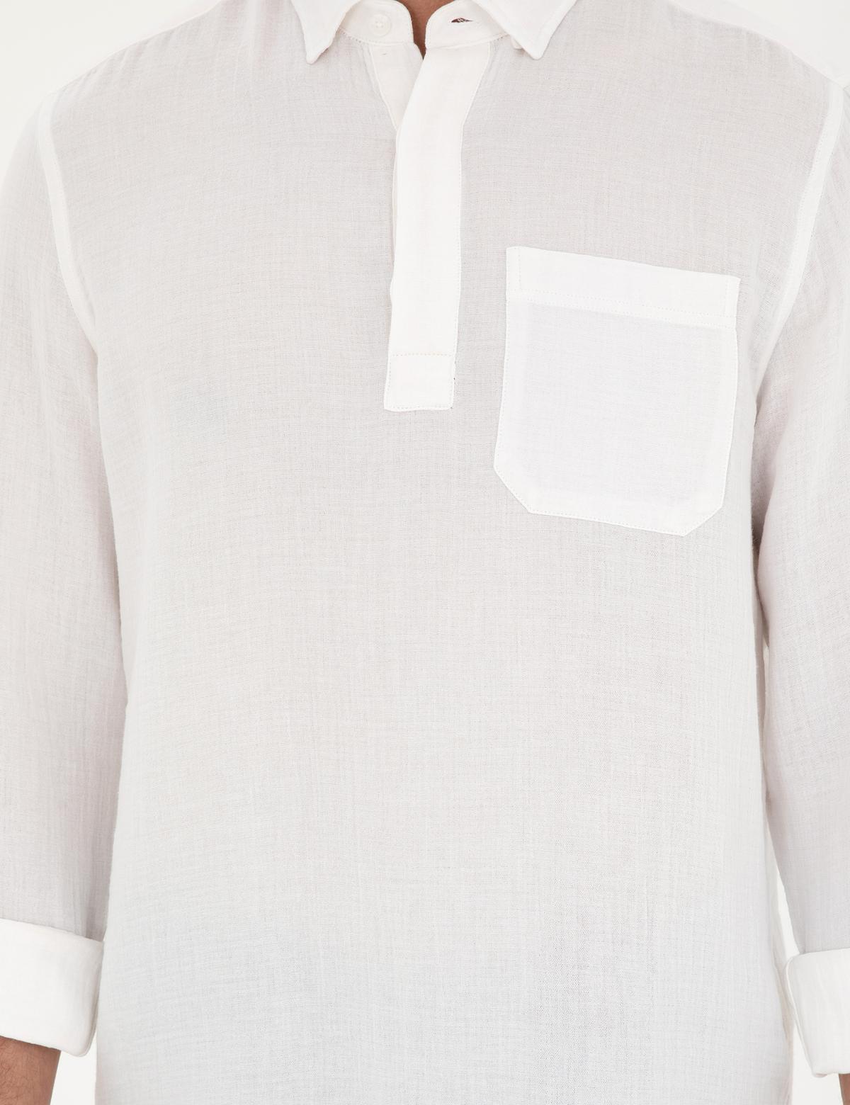 Beyaz Comfort Fit Uzun Kollu Gömlek - 50284592016