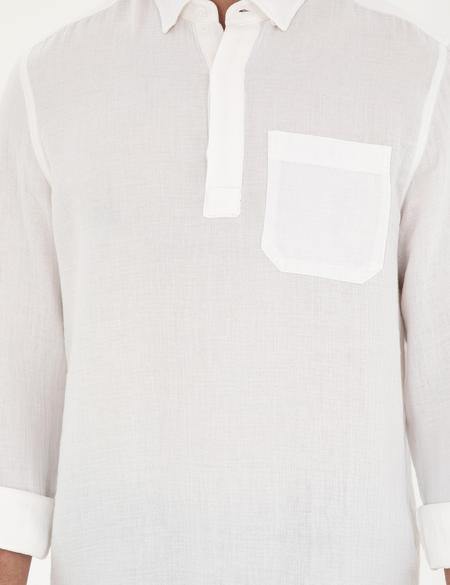 Beyaz Comfort Fit Uzun Kollu Gömlek - 50284592016